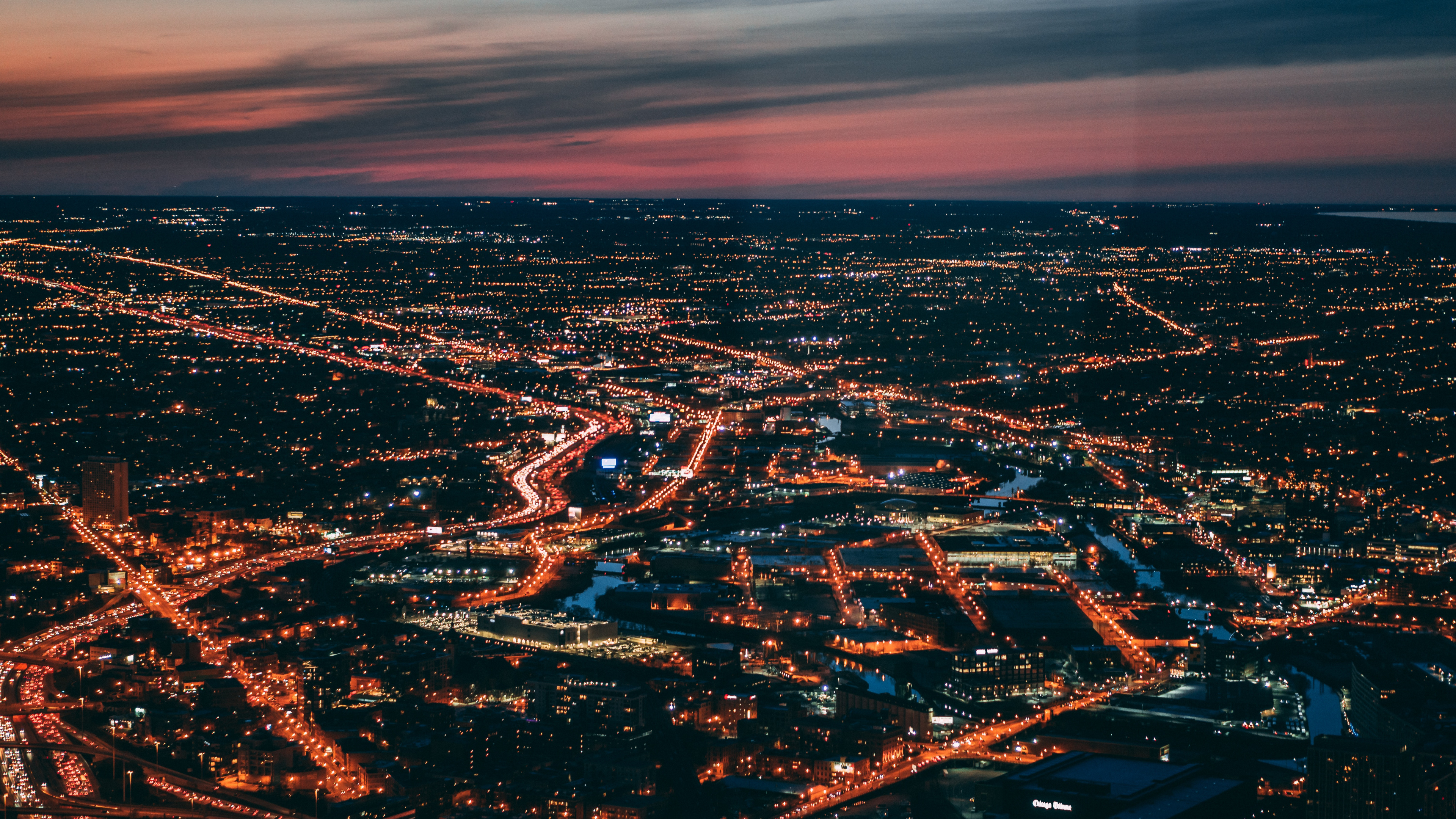 Wallpaper Aerial View of City During Night Time, 4K Ultra HD Background ...
