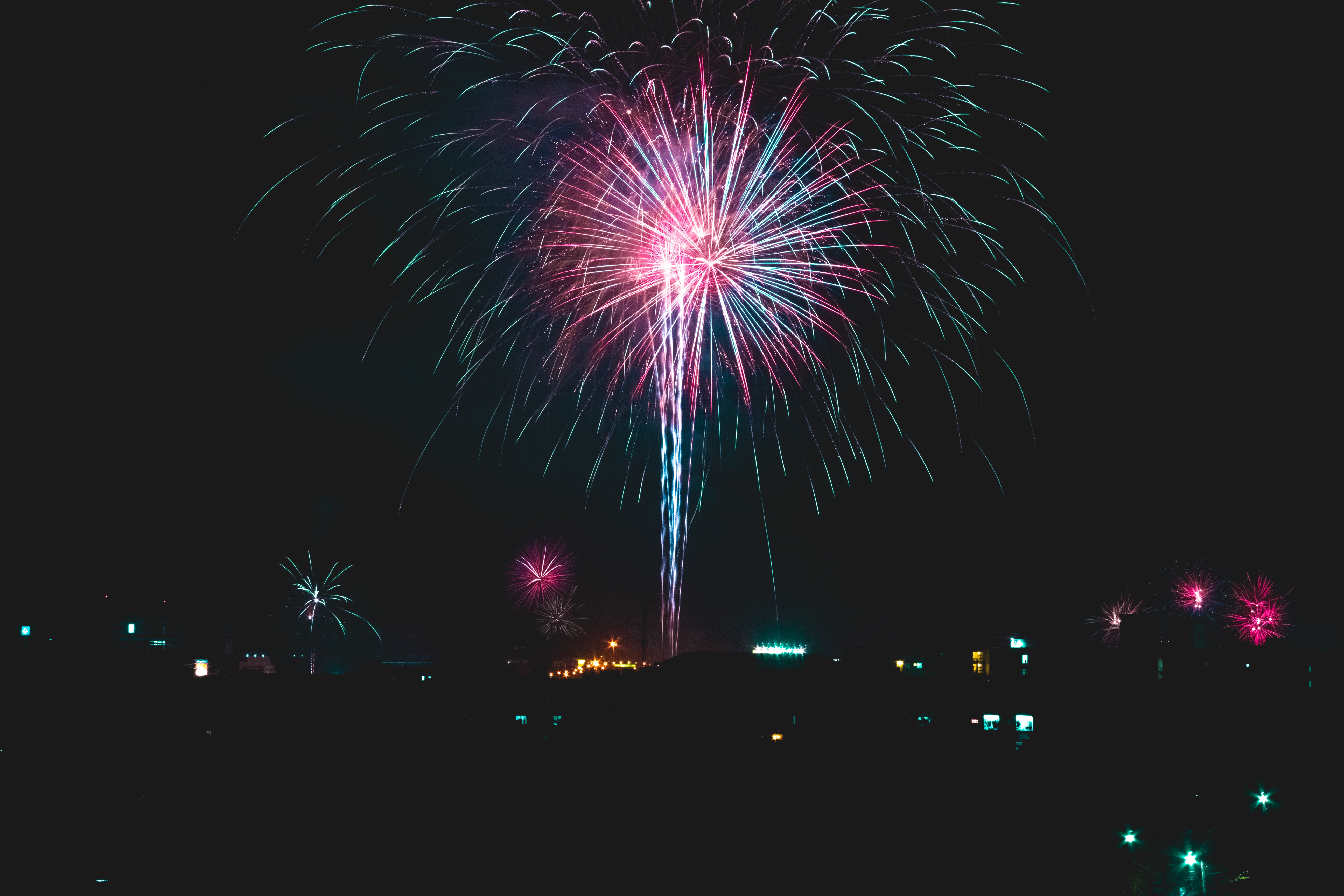 Wallpaper Fireworks, New Years Day, Night, Midnight, Event, Background