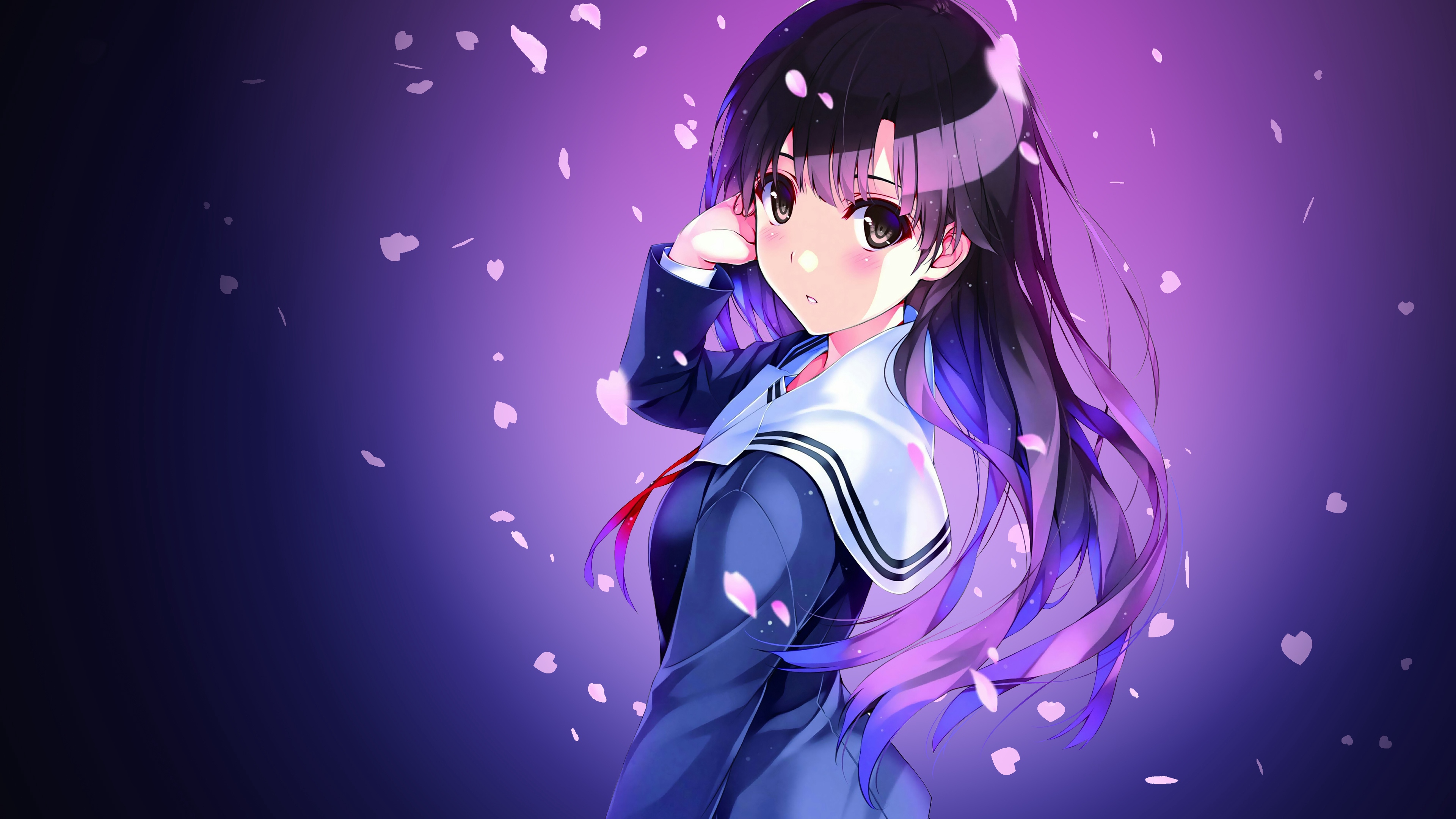 Purple haired female anime character digital wallpaper HD wallpaper   Wallpaper Flare