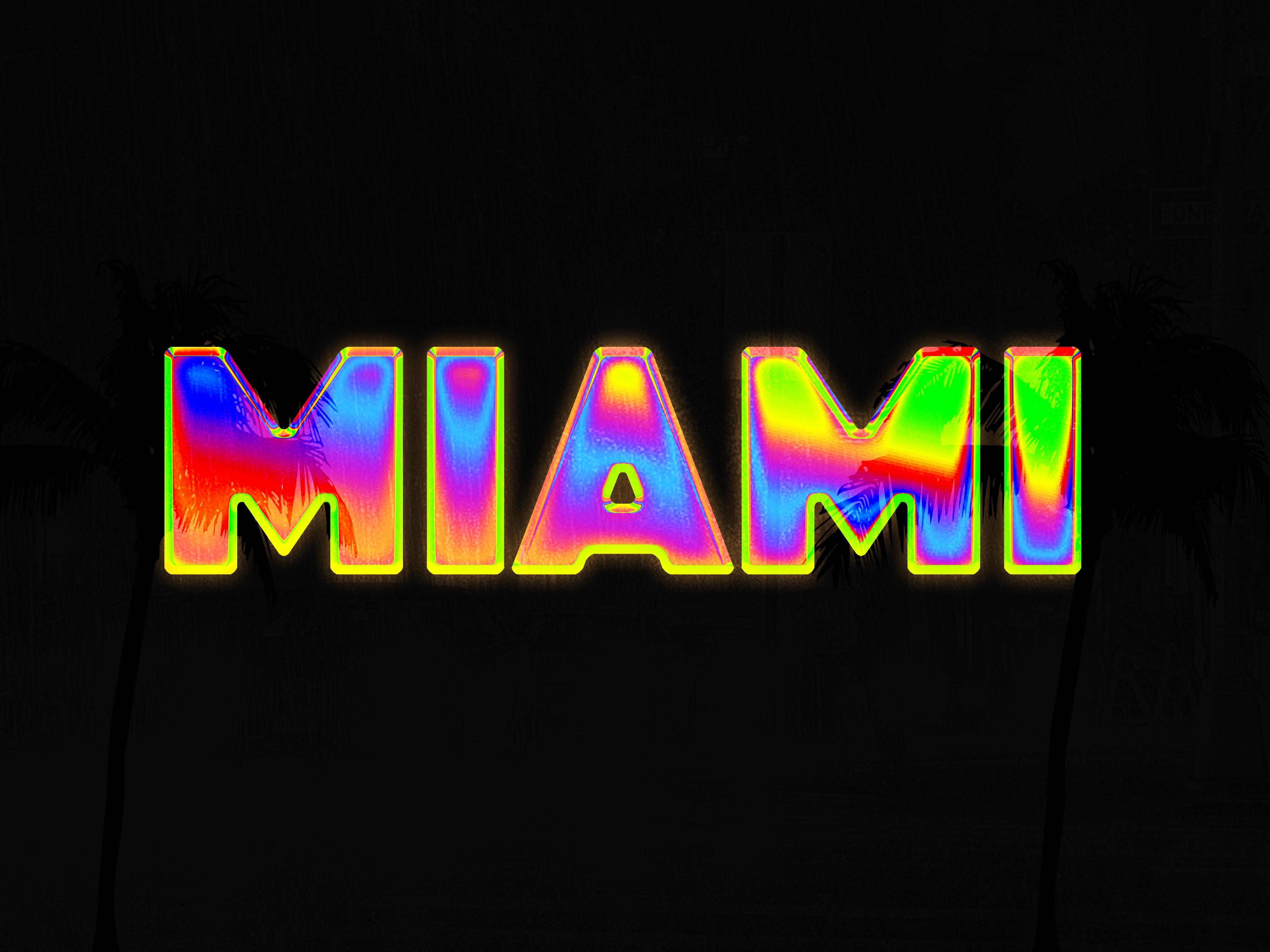 Wallpaper Miami, Neon Sign, Rectangle, Visual Effect Lighting, Magenta