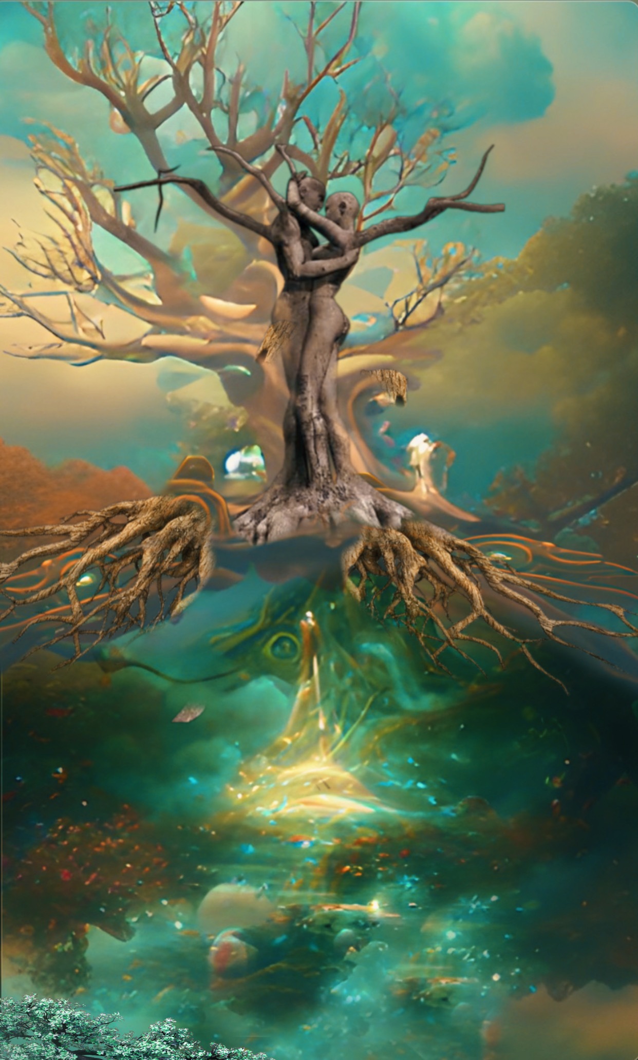 Wallpaper woman tree visual arts painting nature tree background