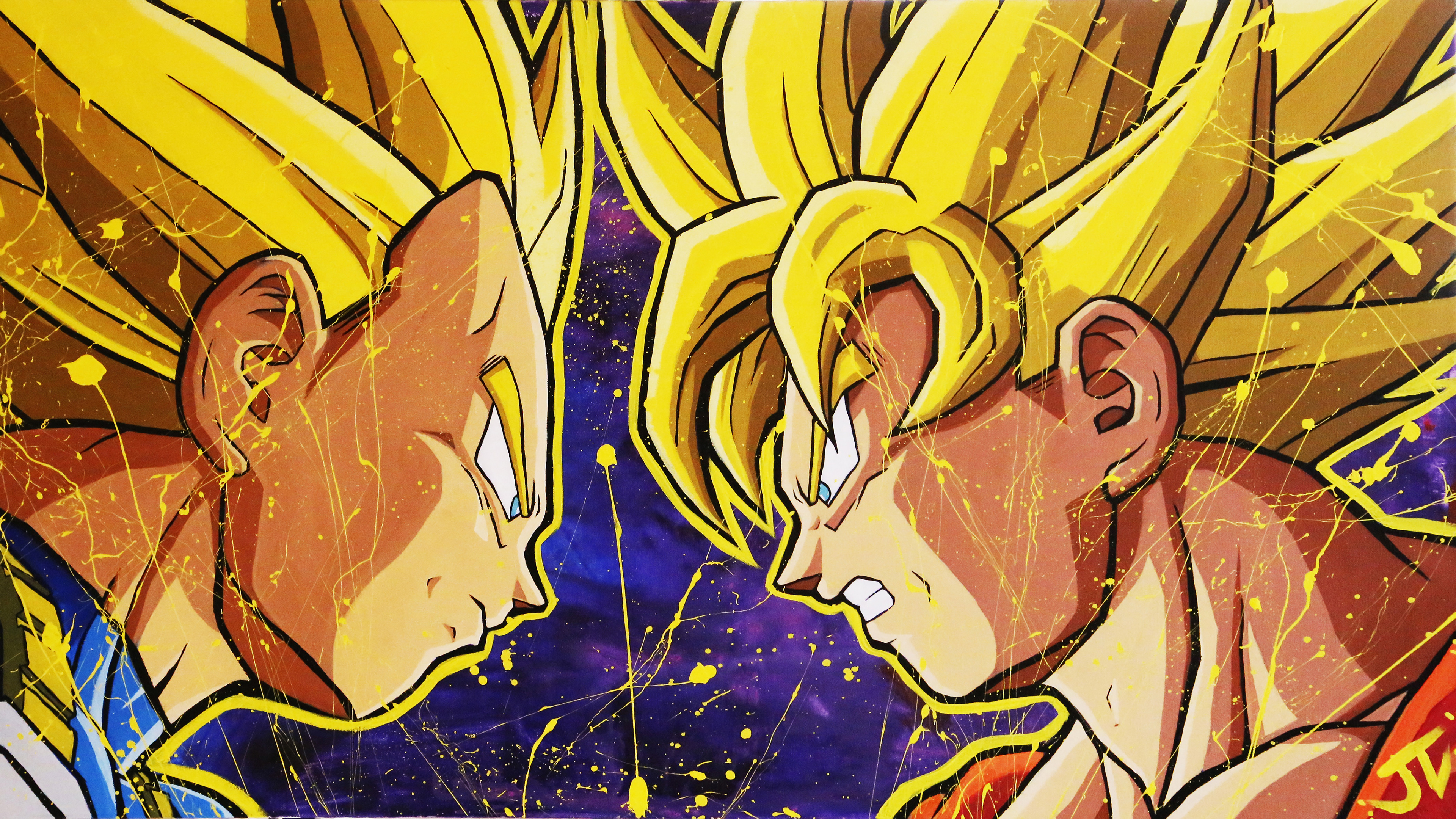 贝吉塔, 悟空, Dragon Ball, 卡通, 黄色的 壁纸 3840x2160 允许