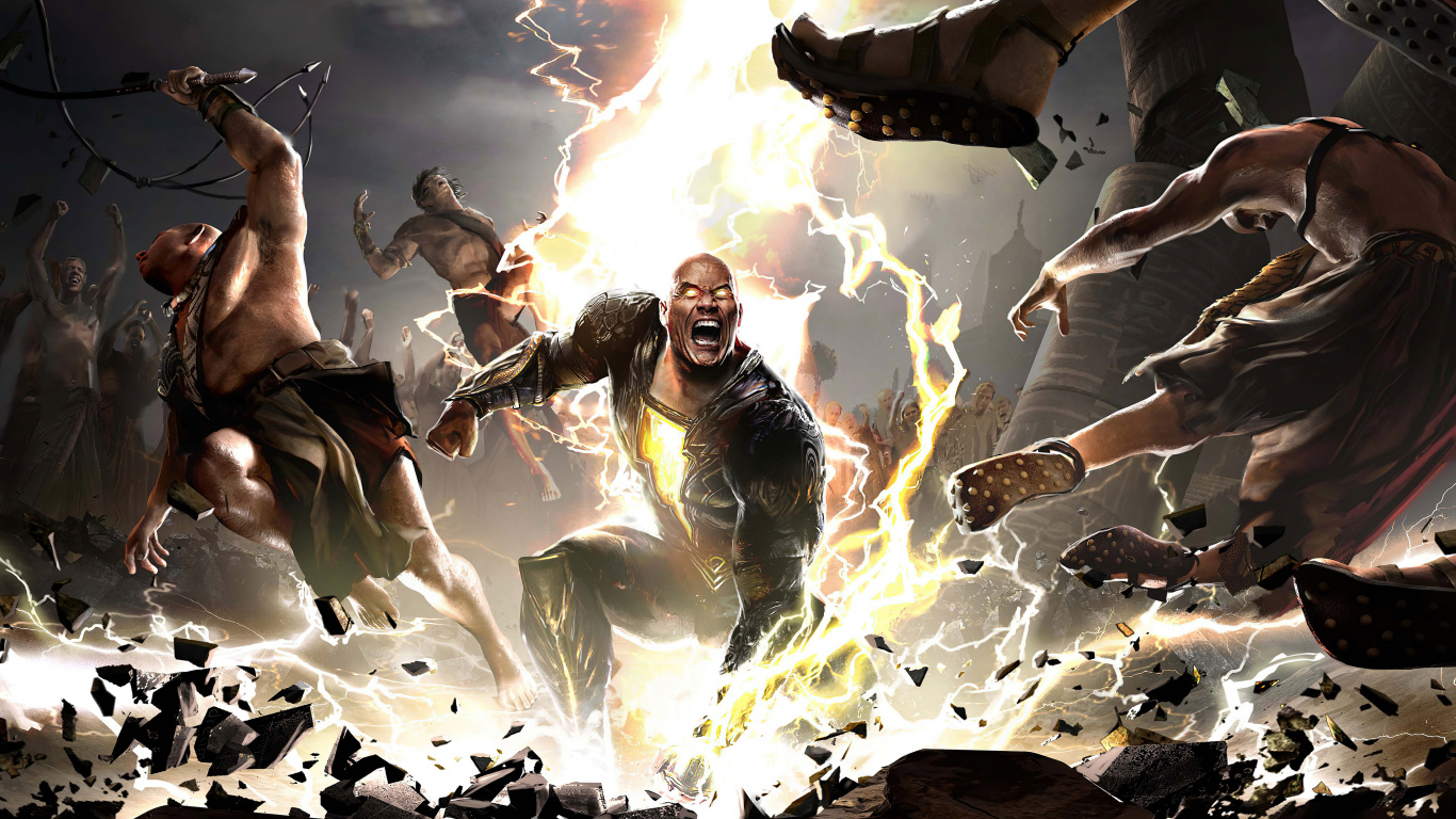 Dwayne Johnson, Black Adam, dc Comics, Warner Bros Images, Geste. Wallpaper in 1366x768 Resolution