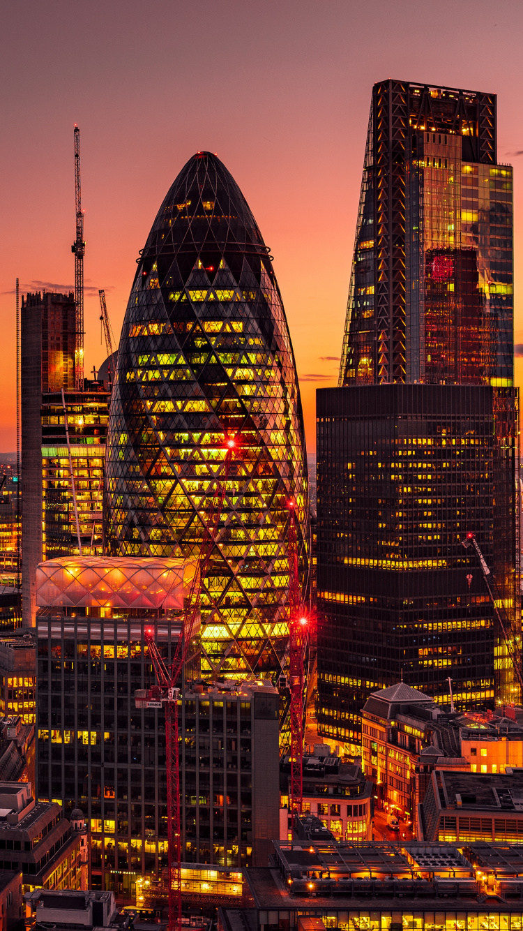 Skyline Der Stadt Bei Nacht Night. Wallpaper in 750x1334 Resolution