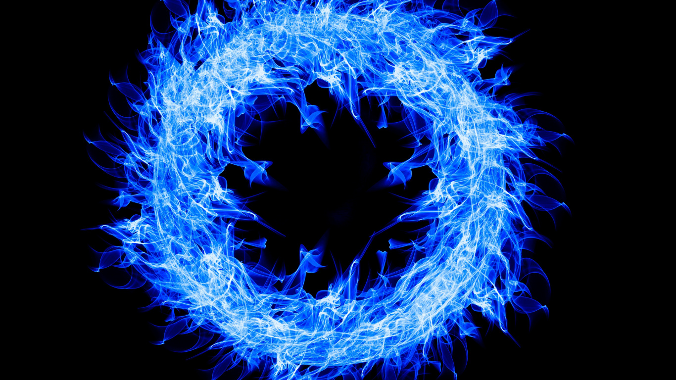 Gelbes Feuer Auf Schwarzem Hintergrund. Wallpaper in 1366x768 Resolution