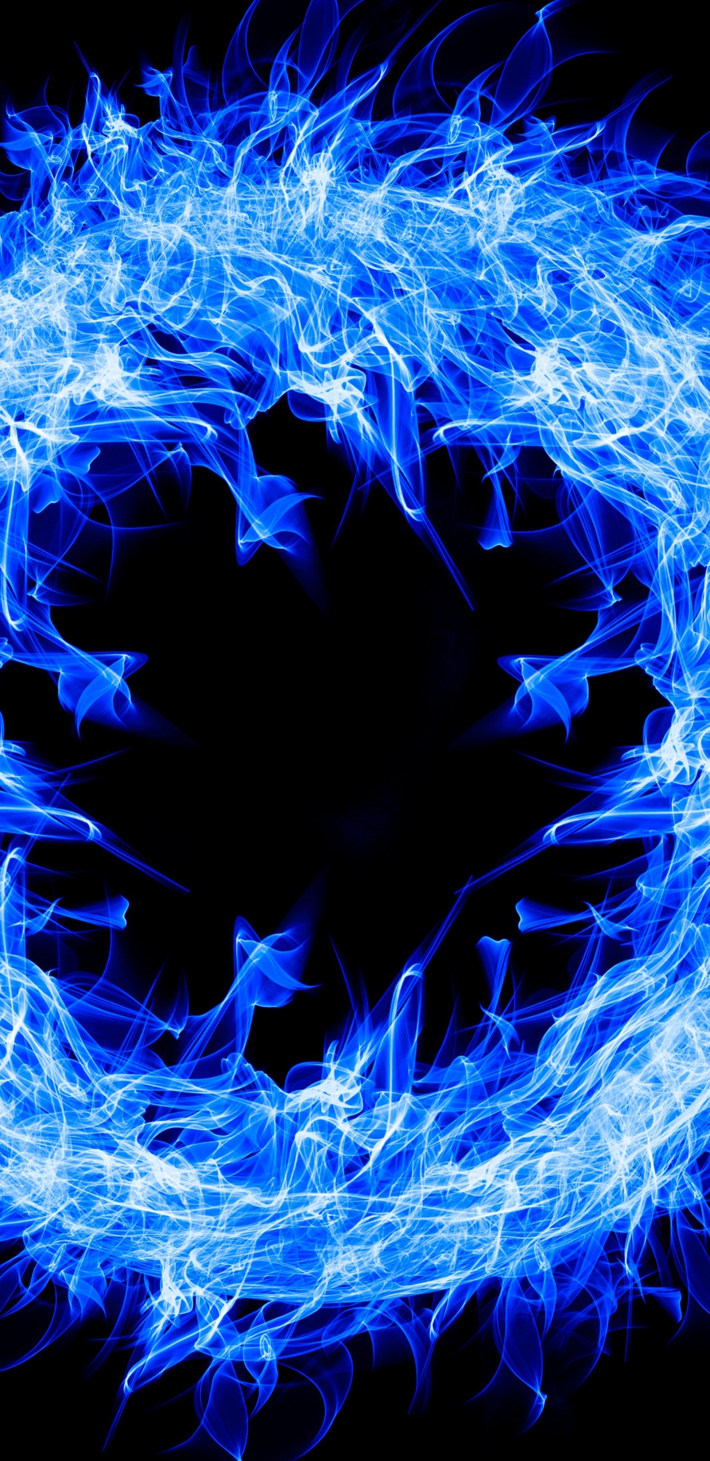 Gelbes Feuer Auf Schwarzem Hintergrund. Wallpaper in 1440x2960 Resolution