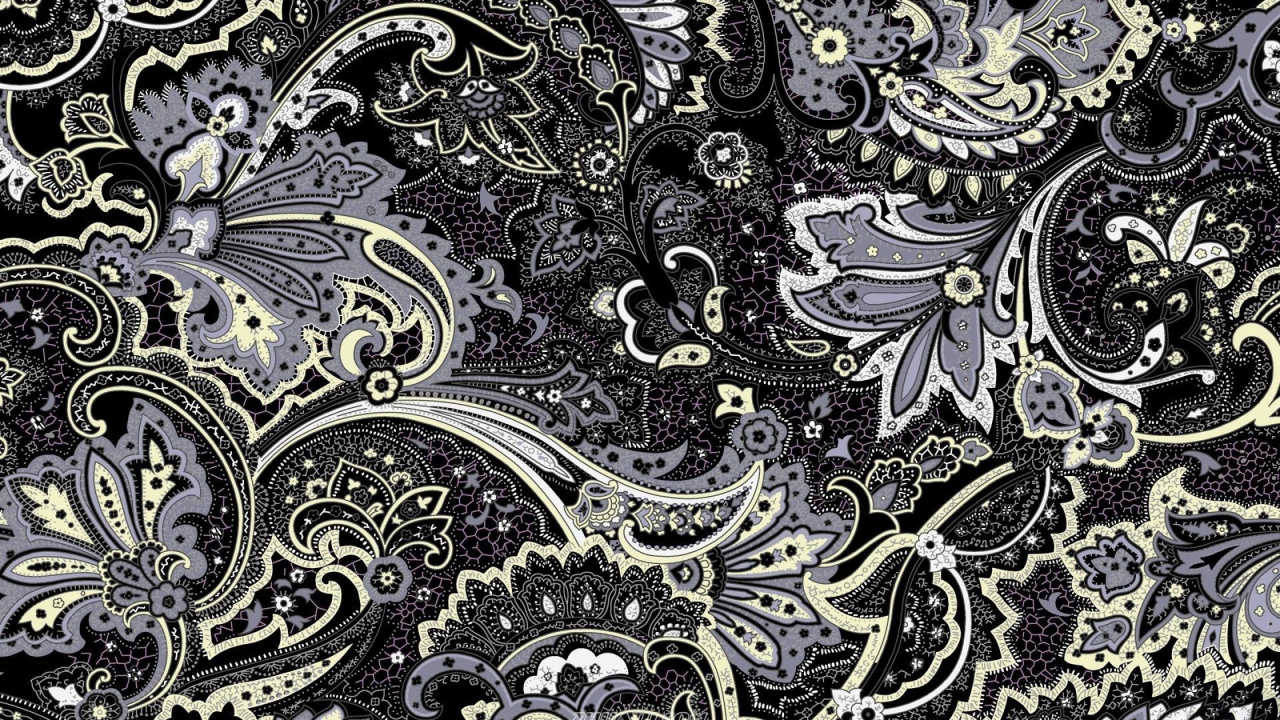 Textile Floral Noir et Jaune. Wallpaper in 1280x720 Resolution