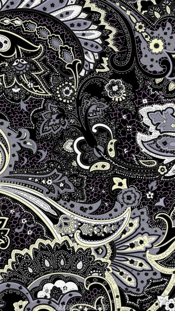 Black and Yellow Floral Textile. Wallpaper in 720x1280 Resolution