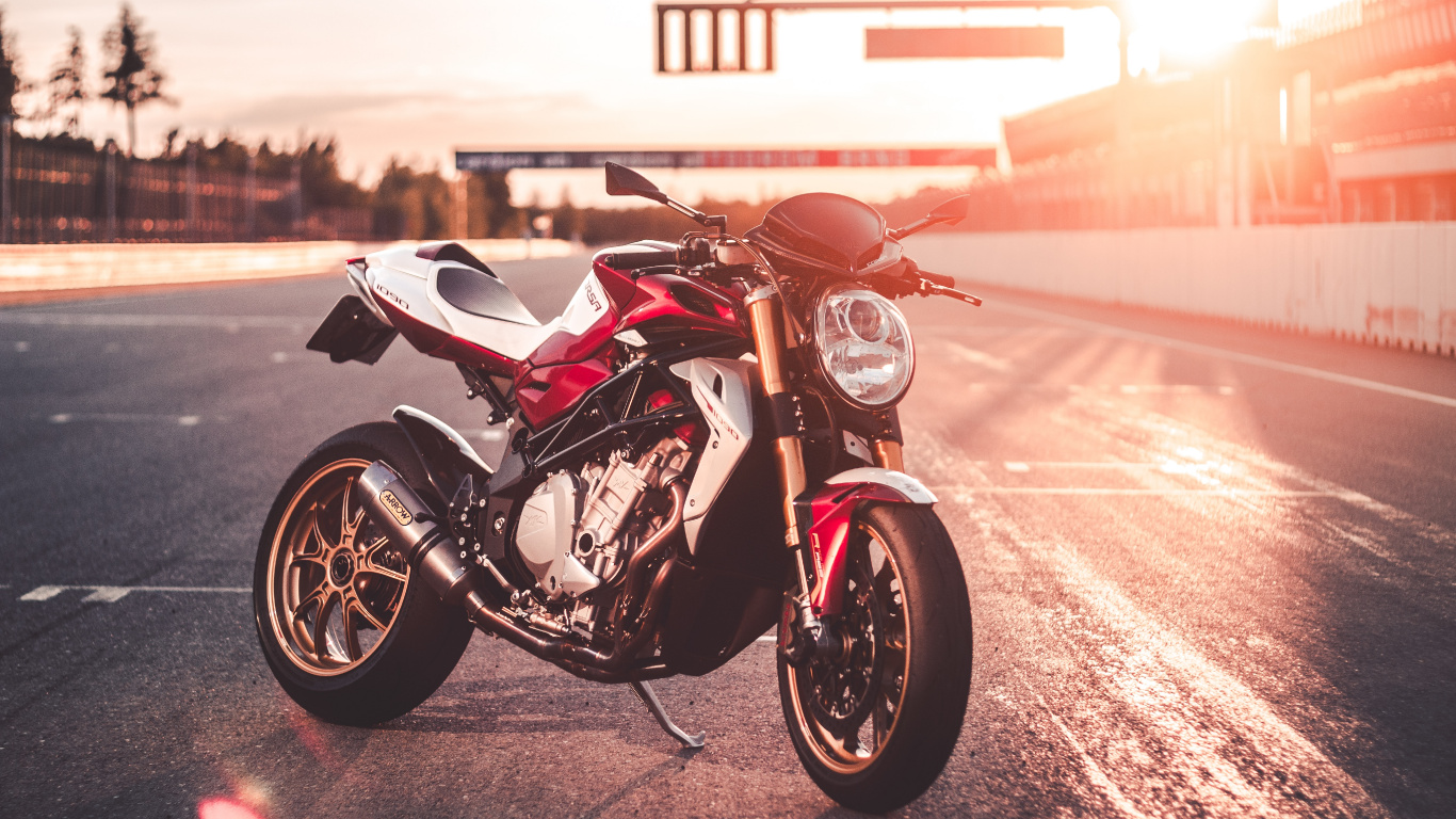 Red and Black Sports Bike on Road During Daytime. Wallpaper in 1366x768 Resolution