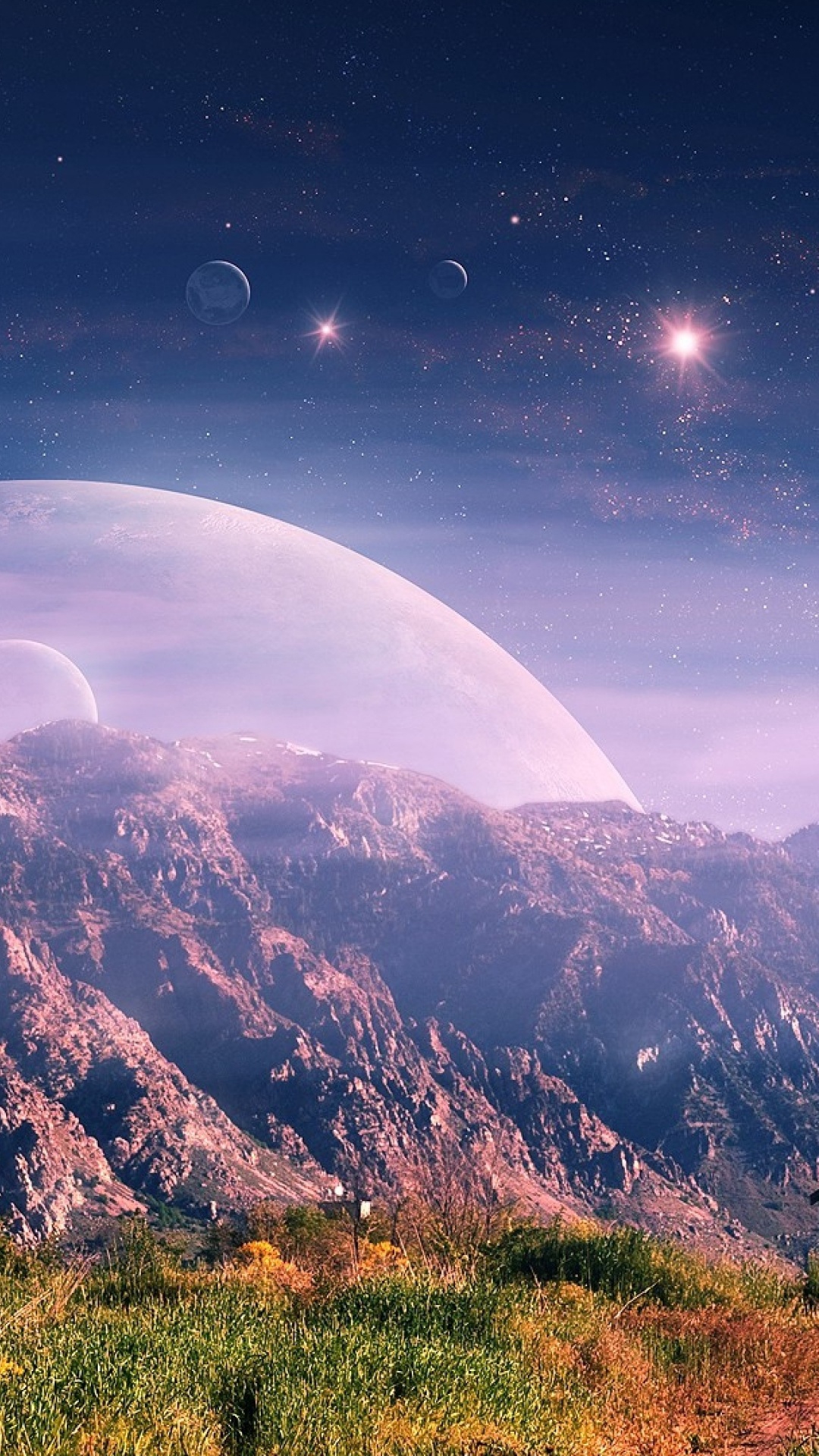 山脉, 光, 自然景观, 天文学对象, 艺术家 壁纸 1080x1920 允许