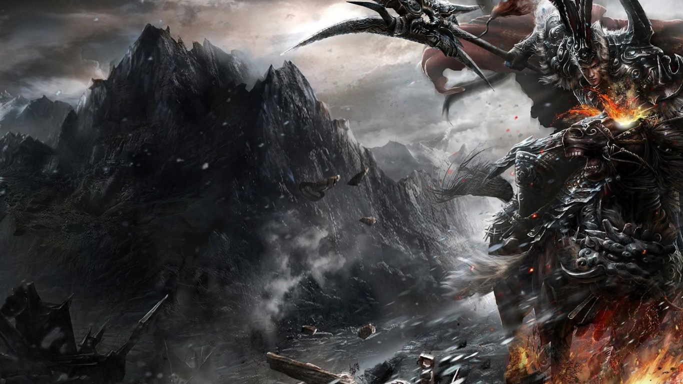 Abstrakte Schwarz-Weiß-Malerei. Wallpaper in 1366x768 Resolution