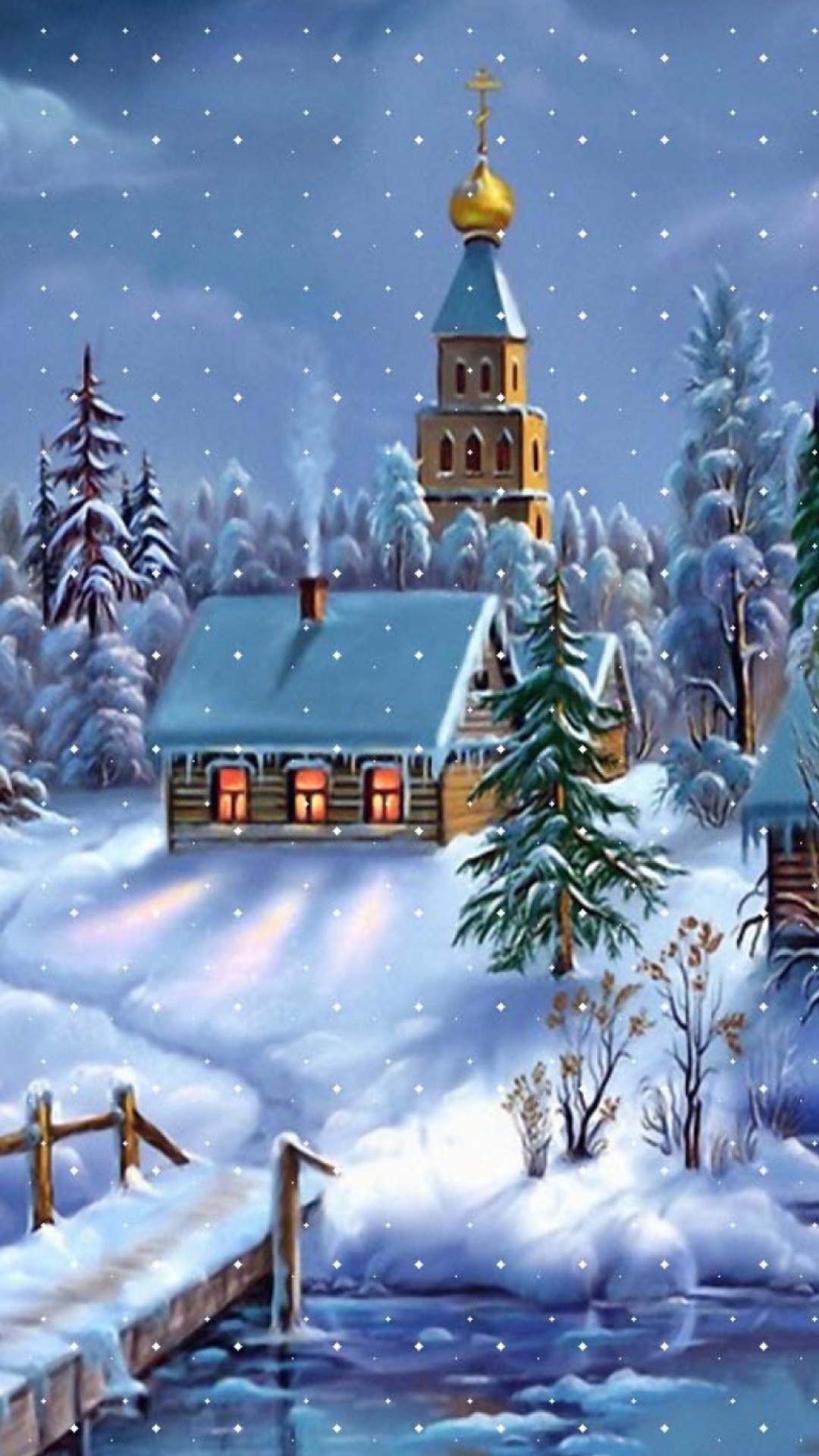 Maison Verte et Brune Couverte de Neige Pendant la Nuit. Wallpaper in 1080x1920 Resolution