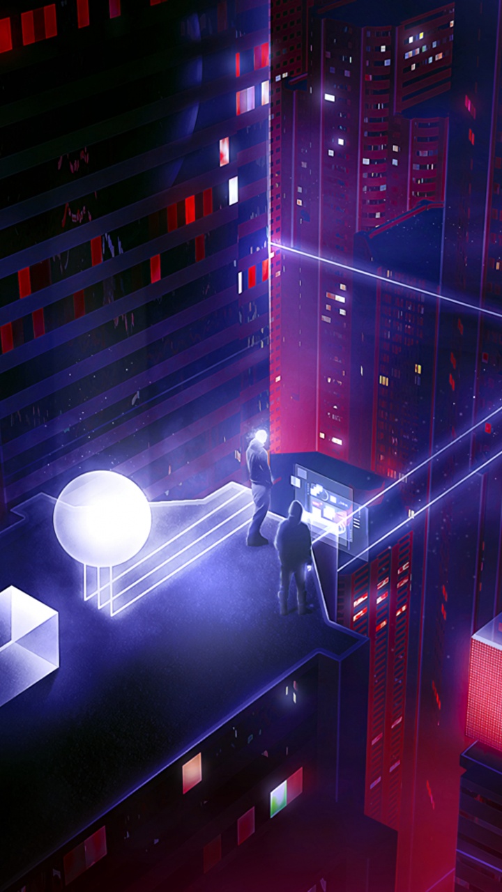 Edificio Iluminado en Rojo y Negro. Wallpaper in 720x1280 Resolution