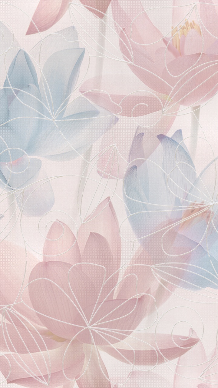 花卉设计, 淡紫色的, 粉红色, 陶瓷, 瓷砖 壁纸 720x1280 允许