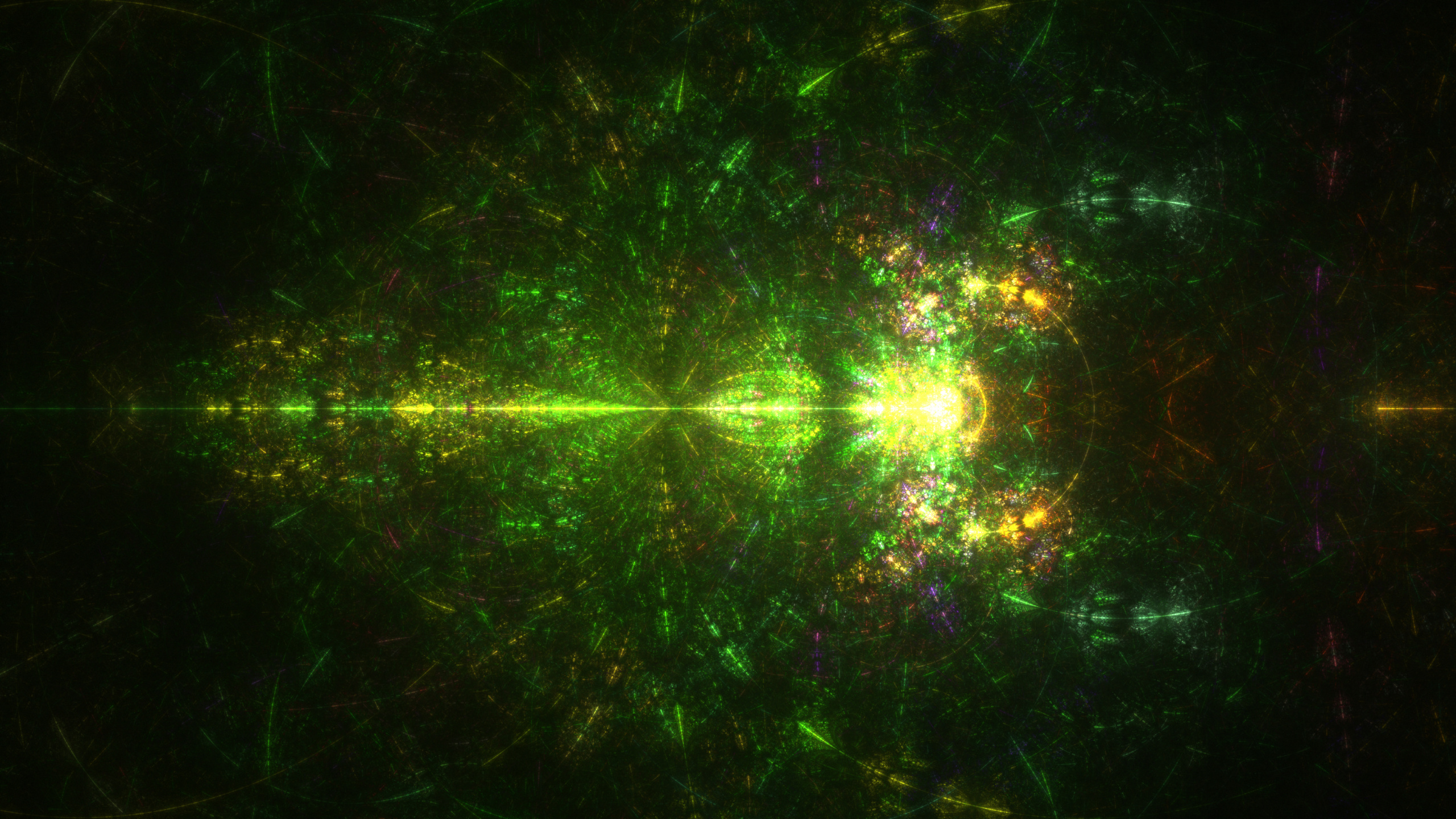 分形, 分形技术, 绿色的, 光, 激光 壁纸 2560x1440 允许