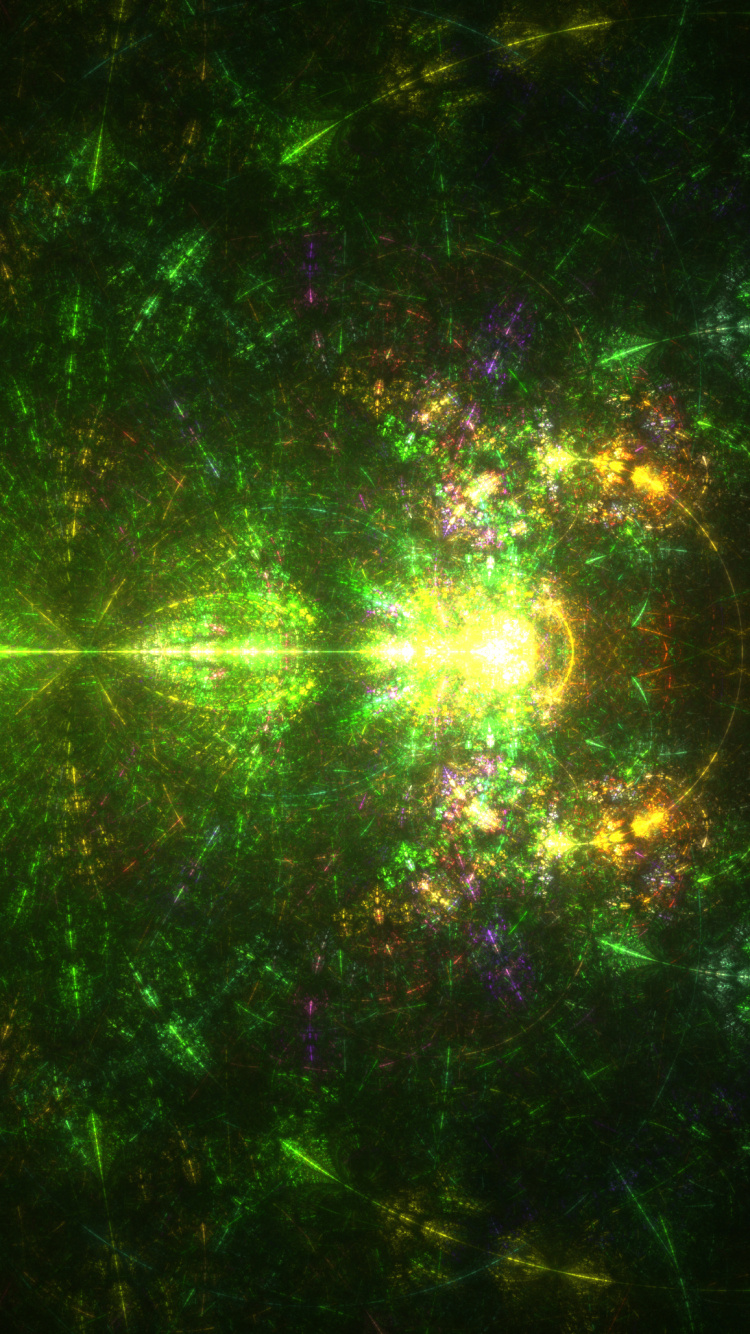 分形, 分形技术, 绿色的, 光, 激光 壁纸 750x1334 允许