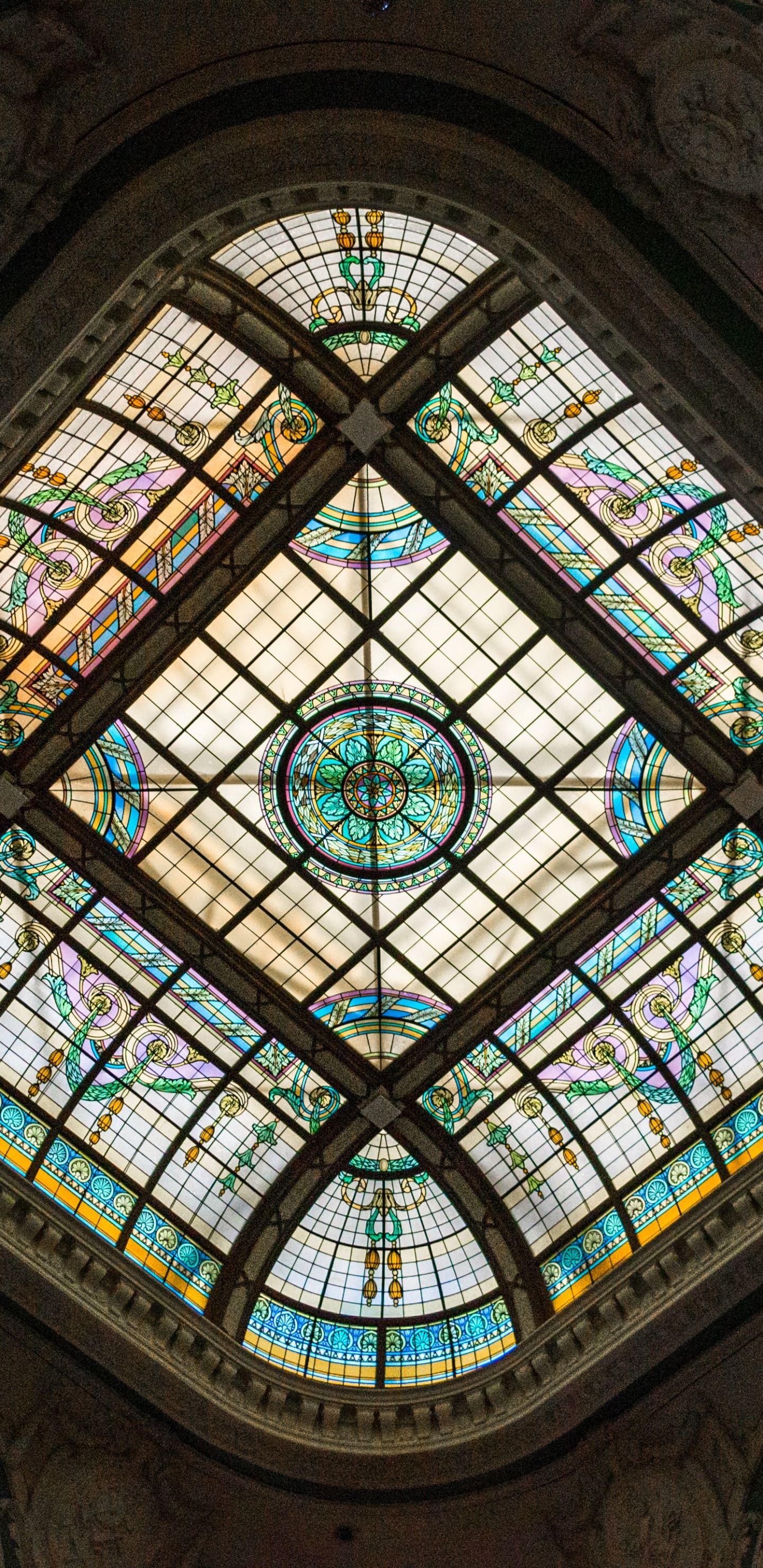 Ventana de Cristal Azul y Blanco. Wallpaper in 1440x2960 Resolution