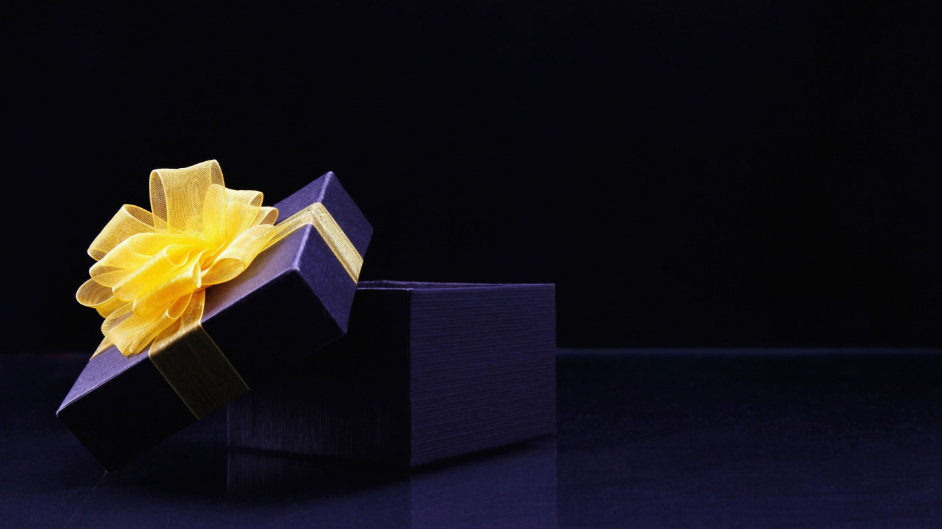Gift, Christmas Gift, Origami, Light, Yellow. Wallpaper in 1366x768 Resolution