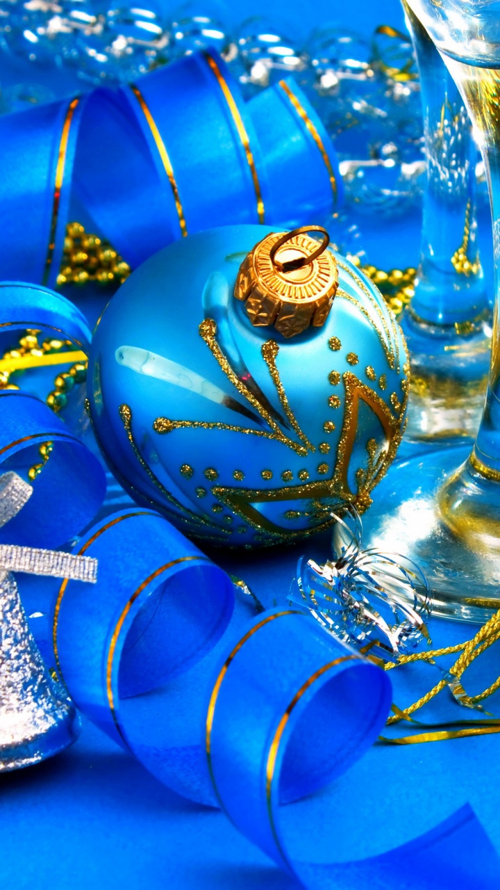 Christmas Ornament, Weihnachtsdekoration, Blau, Illustration. Wallpaper in 720x1280 Resolution