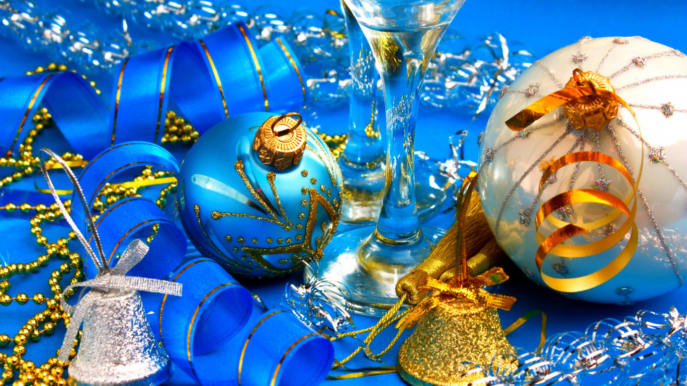 Christmas Ornament, Christmas Decoration, Blue, Illustration, Christmas. Wallpaper in 1366x768 Resolution