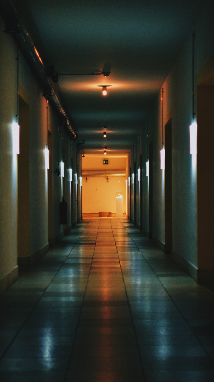 Hallway With White Walls and Ceiling Lights. Wallpaper in 720x1280 Resolution