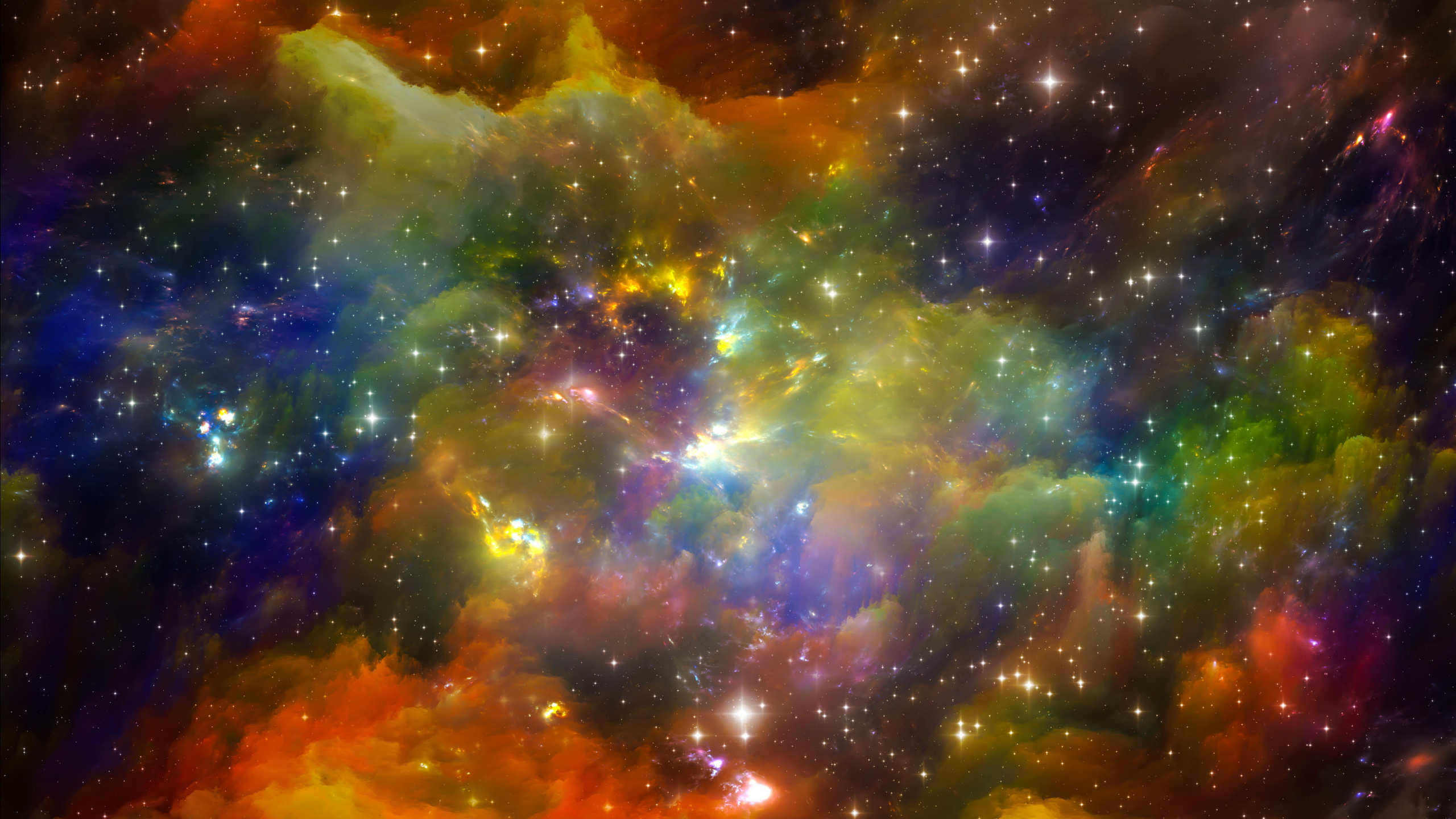 Orange Green and Blue Abstract Painting. Wallpaper in 2560x1440 Resolution