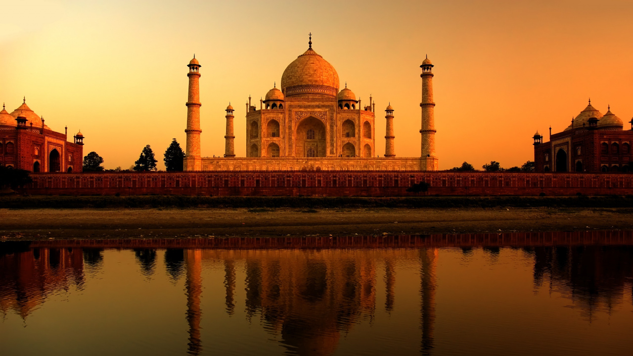 泰姬陵, 旅游景点, 里程碑, 反射, 历史站 壁纸 1280x720 允许