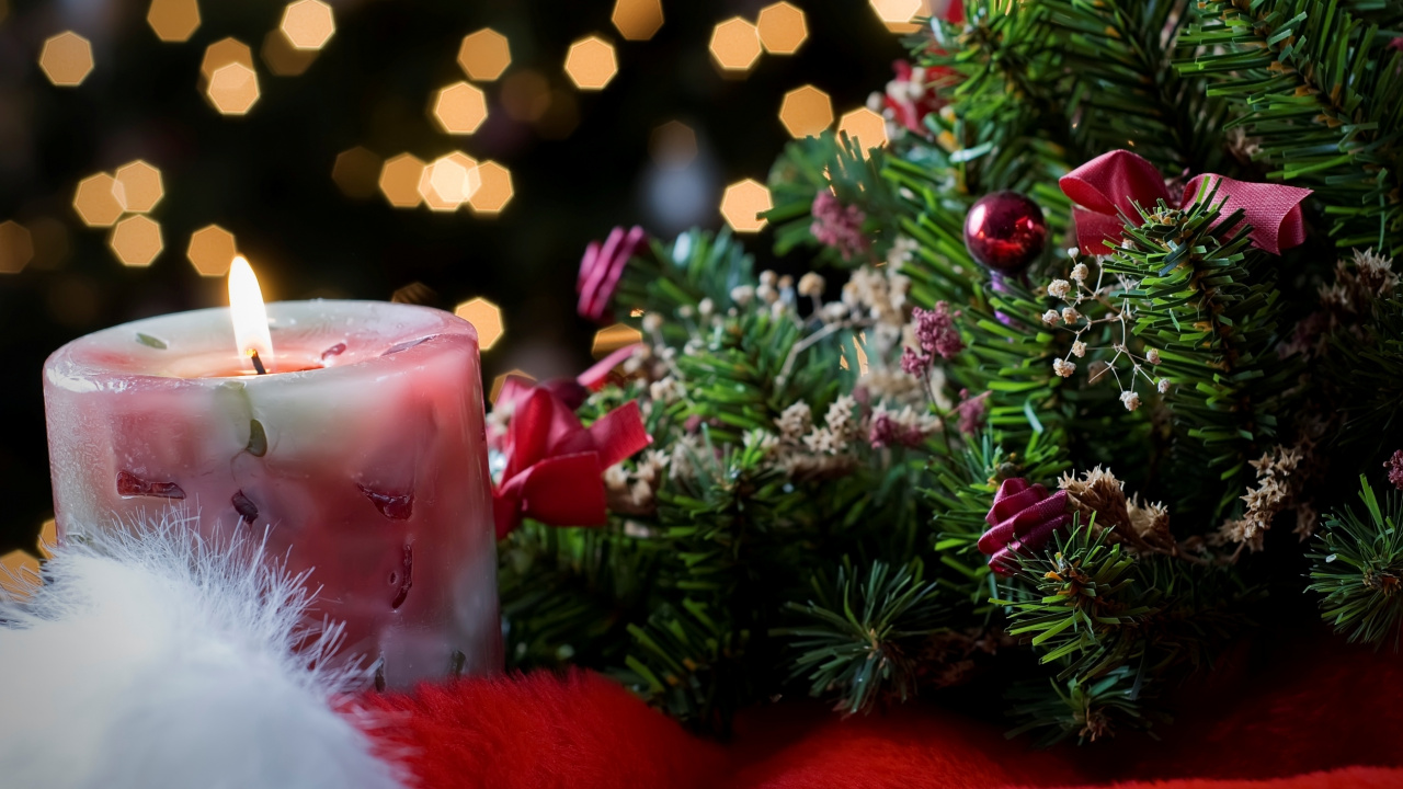 Bougie, Décoration de Noël, Ornement de Noël, Sapin, Nouvelle Année. Wallpaper in 1280x720 Resolution