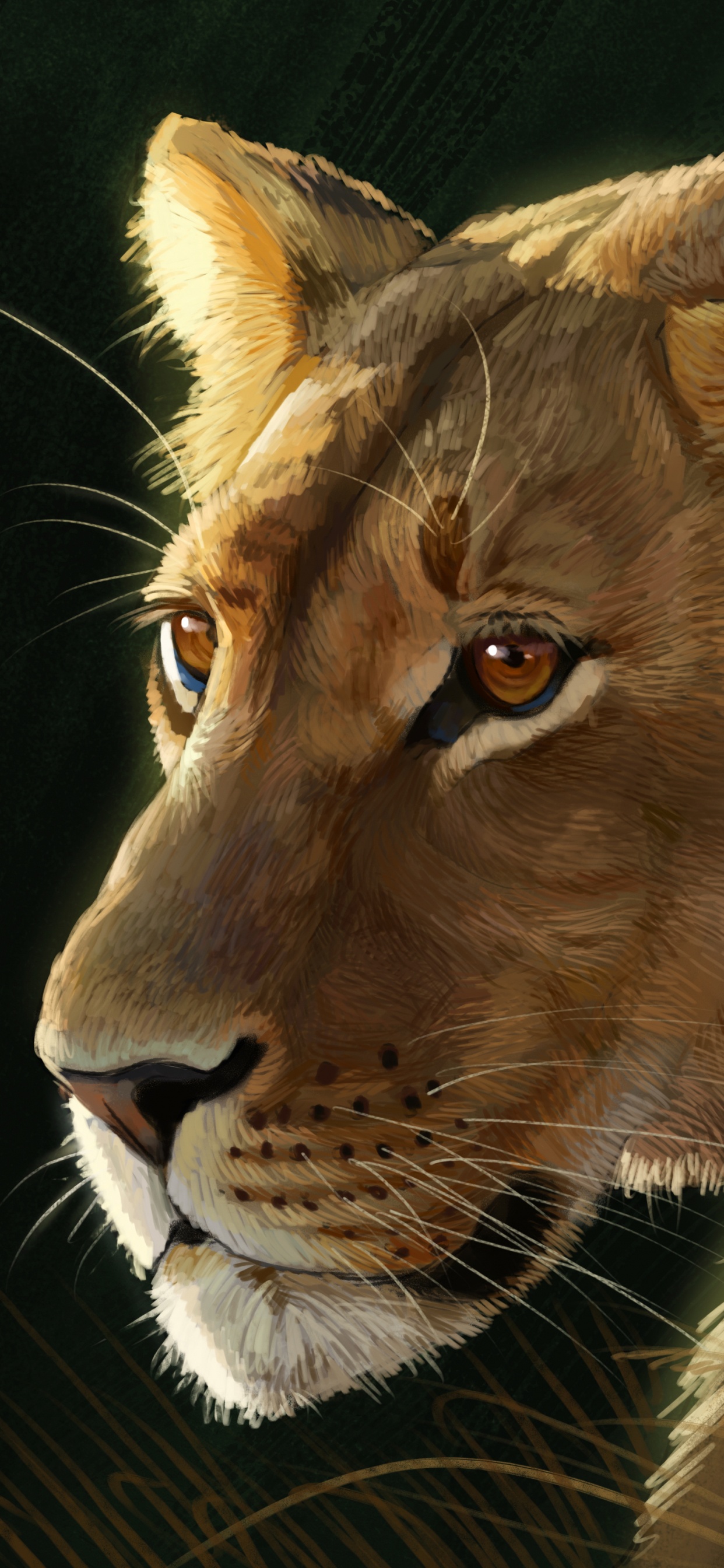 Lion Brun Allongé Sur Textile Noir. Wallpaper in 1242x2688 Resolution