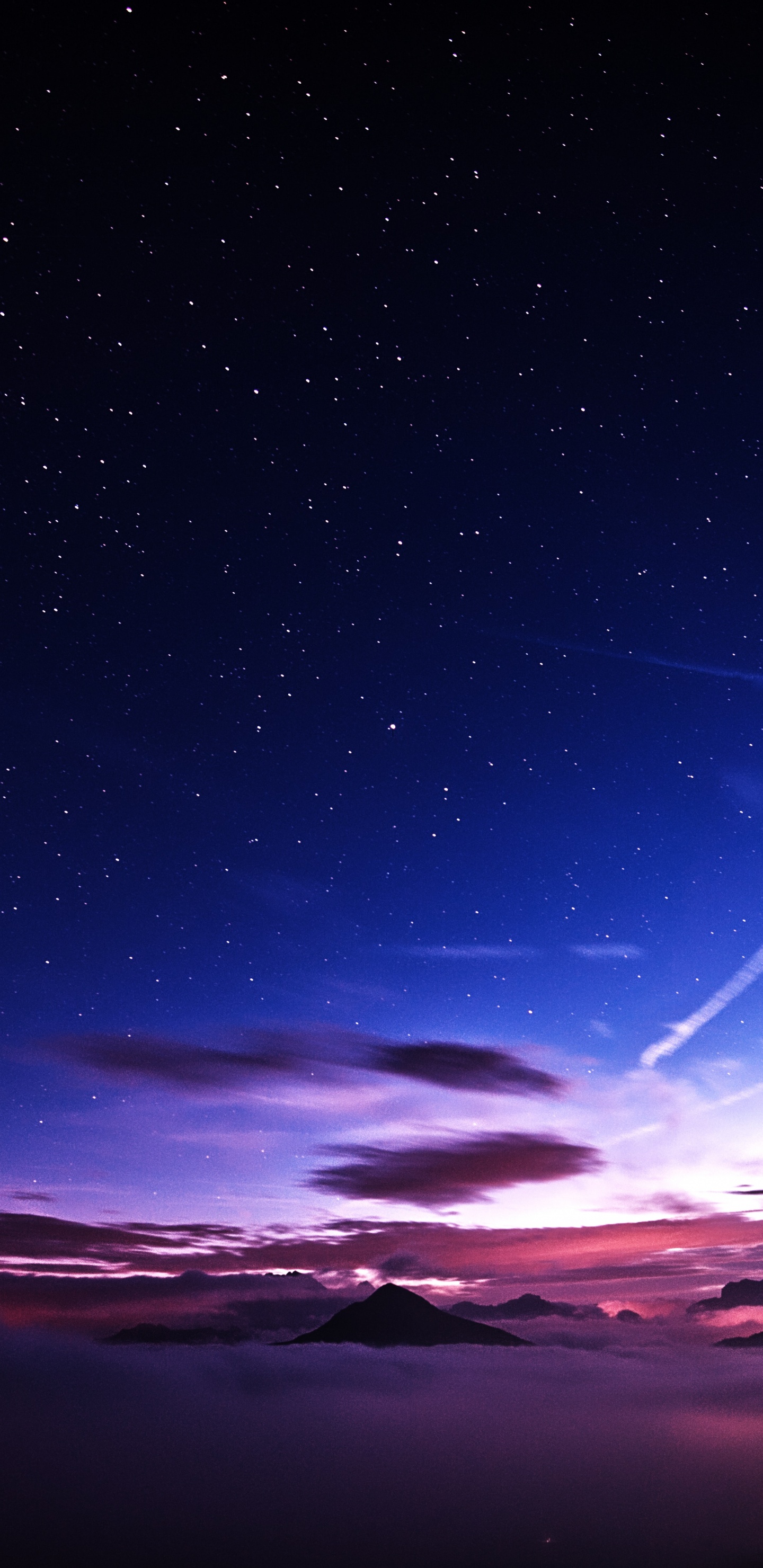 Sonnenuntergang, Horizont, Raum, Stern, Nacht. Wallpaper in 1440x2960 Resolution