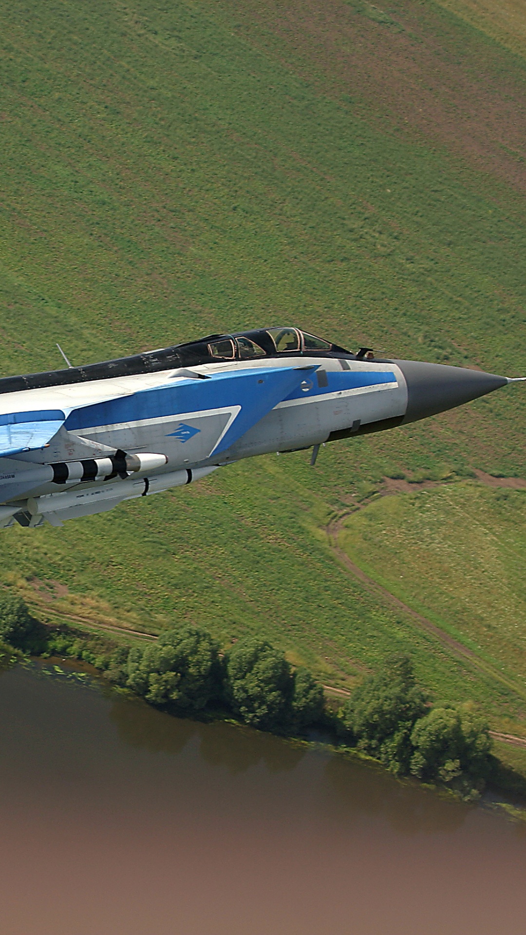 Blue and White Jet Plane Flying Over Green Grass Field During Daytime. Wallpaper in 1080x1920 Resolution