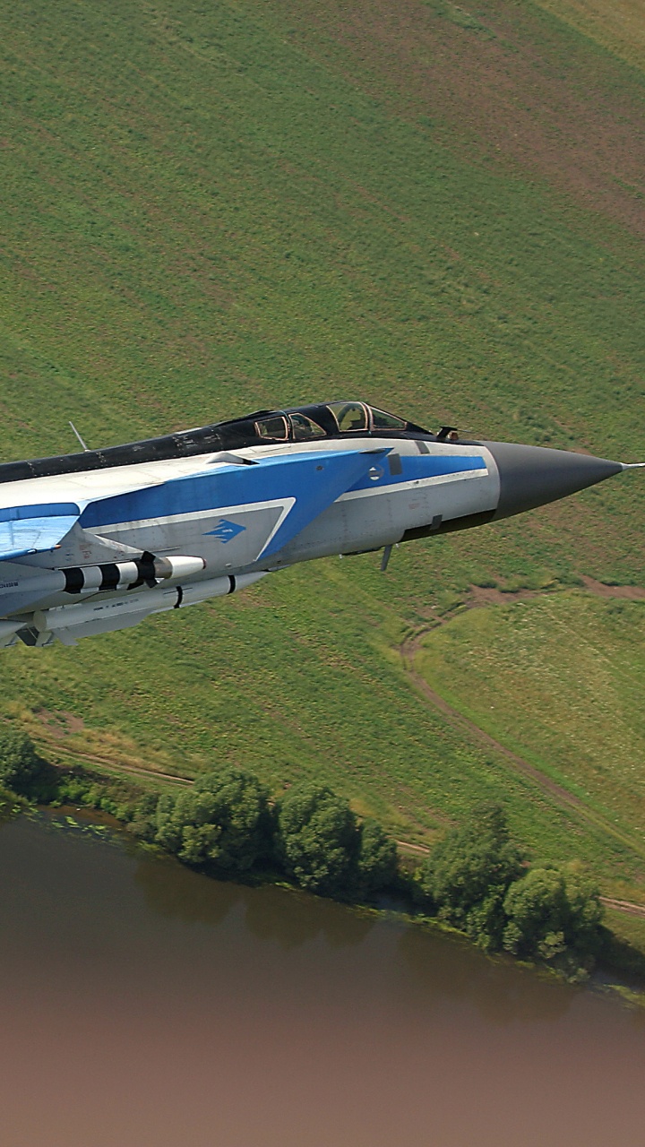 Avion à Réaction Bleu et Blanc Survolant le Champ D'herbe Verte Pendant la Journée. Wallpaper in 720x1280 Resolution