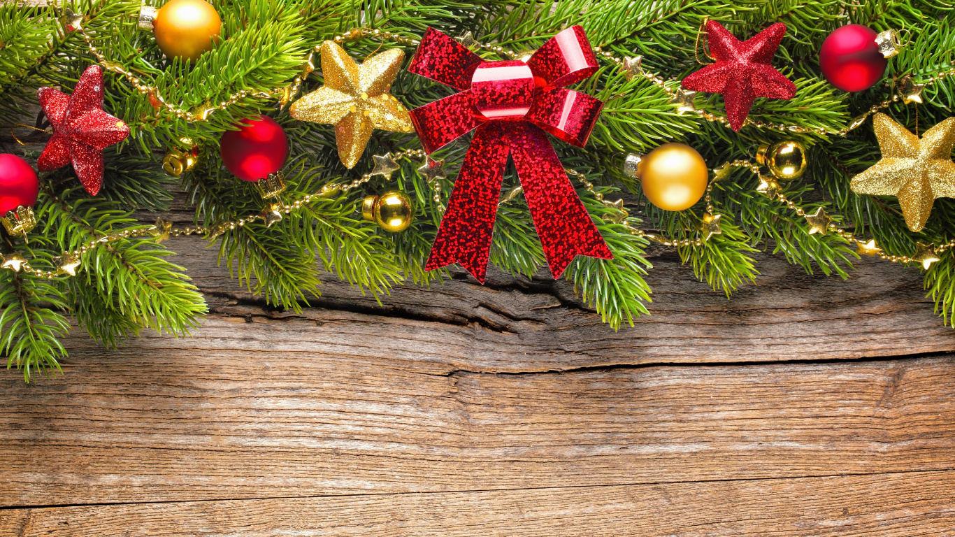 Le Jour De Noël, Nouvelle Année, Décoration de Noël, Arbre de Noël, Ornement de Noël. Wallpaper in 1366x768 Resolution