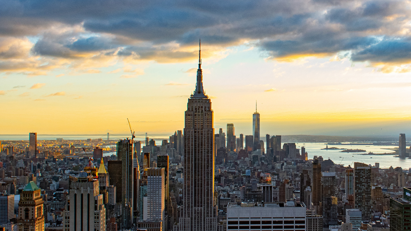 City Skyline Under Blue Sky During Daytime. Wallpaper in 1366x768 Resolution