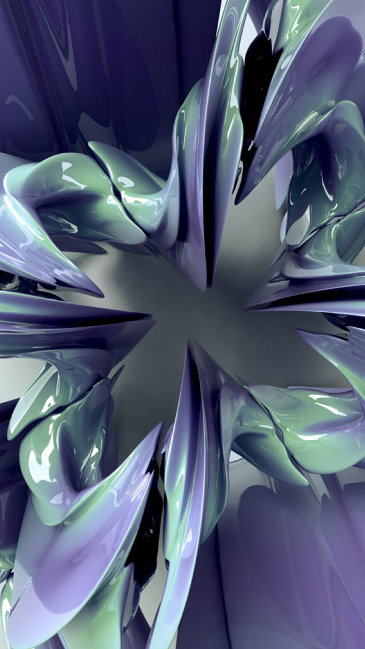 Lila Und Grüne Blume in Nahaufnahmen. Wallpaper in 750x1334 Resolution