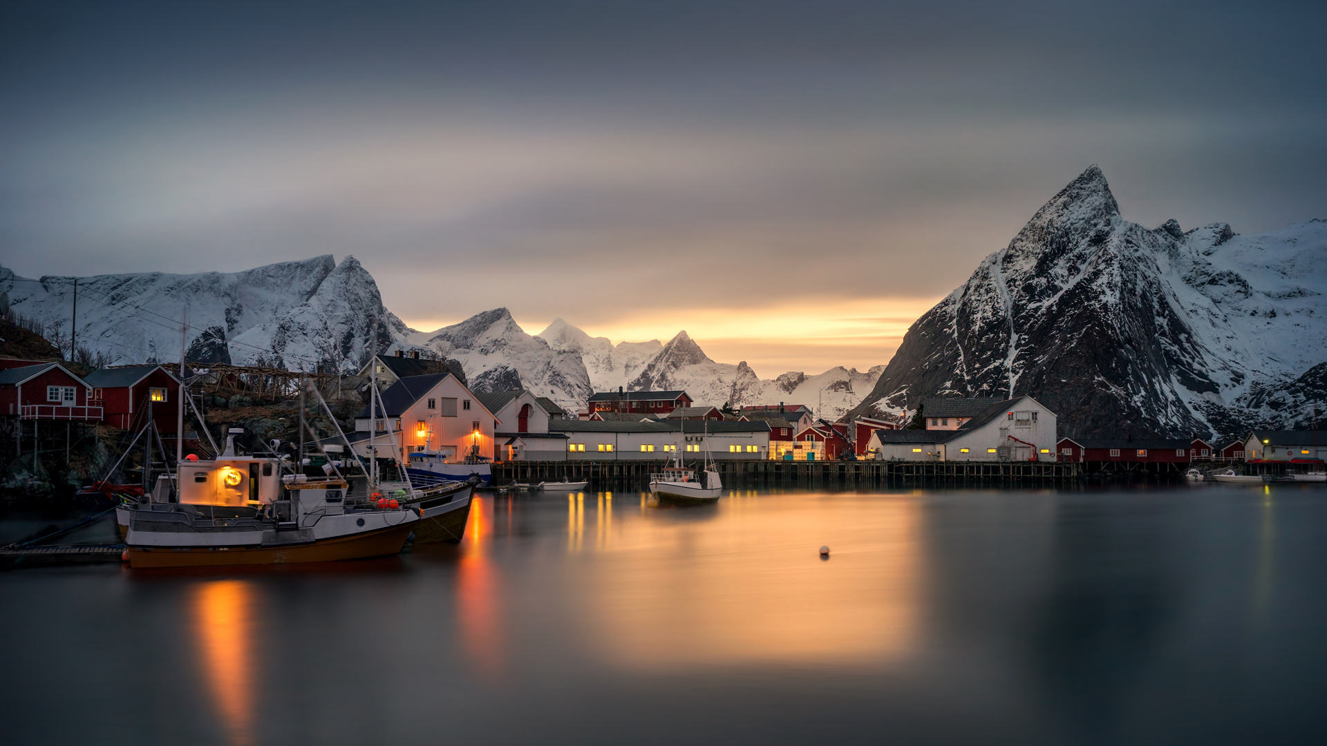 Boat on Dock Near Mountain During Daytime. Wallpaper in 1920x1080 Resolution