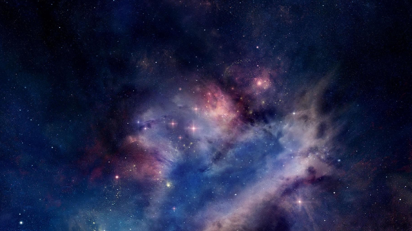 Blauer Und Schwarzer Himmel Mit Sternen. Wallpaper in 1366x768 Resolution