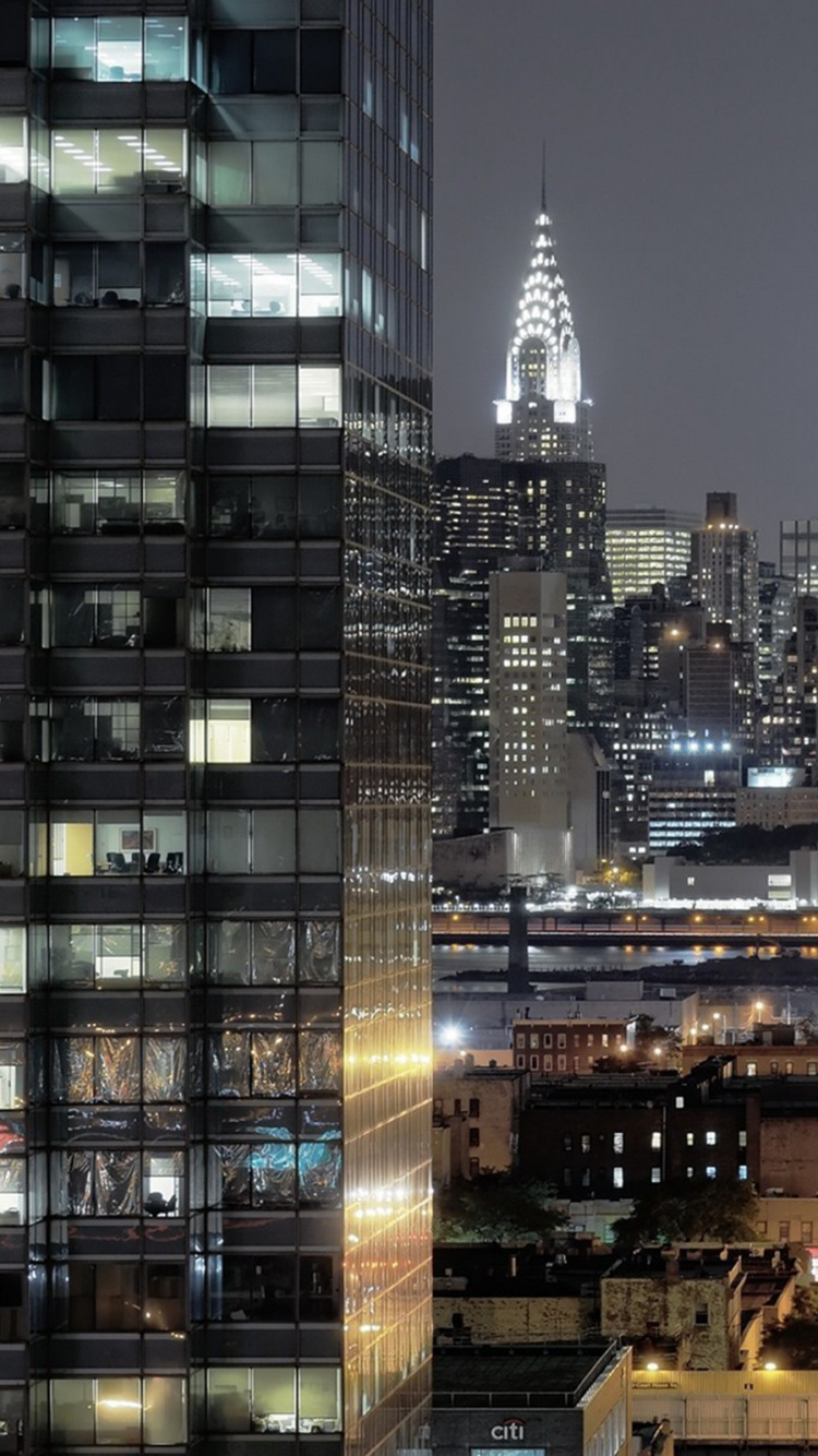 City Skyline During Night Time. Wallpaper in 750x1334 Resolution