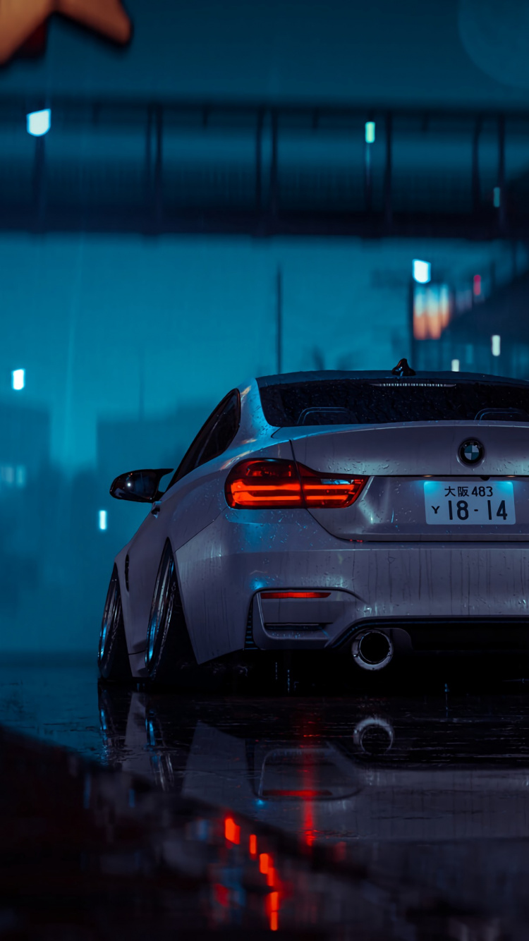 Black Bmw m 3 on Road During Night Time. Wallpaper in 750x1334 Resolution