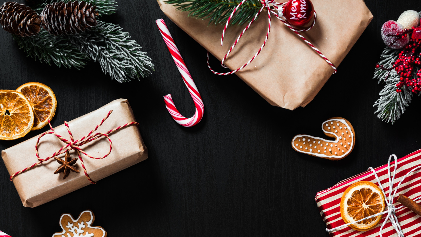 Weihnachten, Süßigkeit, Pink, Zuckerstange, Süßwaren. Wallpaper in 1366x768 Resolution