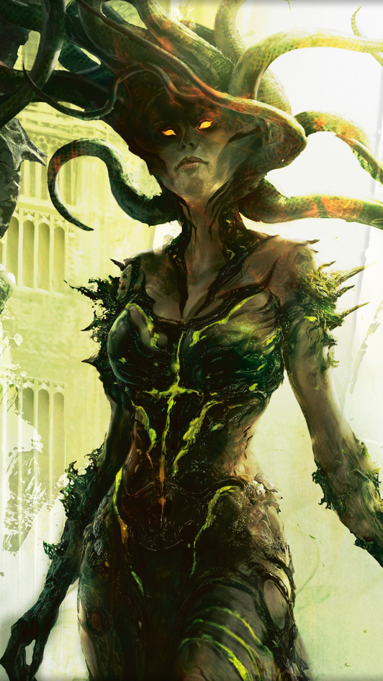 Woman in Black Dress Holding a Dragon. Wallpaper in 750x1334 Resolution