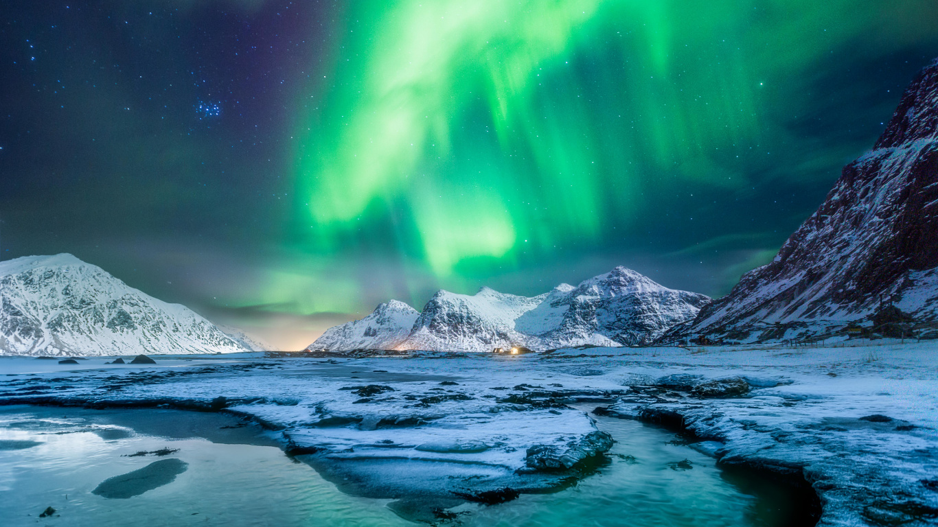 Aurora, Nature, Paysage Naturel, le Relief Glaciaire, Glacier. Wallpaper in 1366x768 Resolution