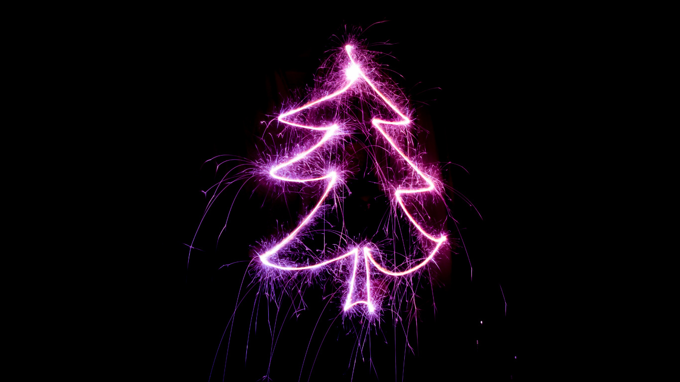 Christmas Day, Christmas Tree, Purple, Violet, Light. Wallpaper in 1366x768 Resolution