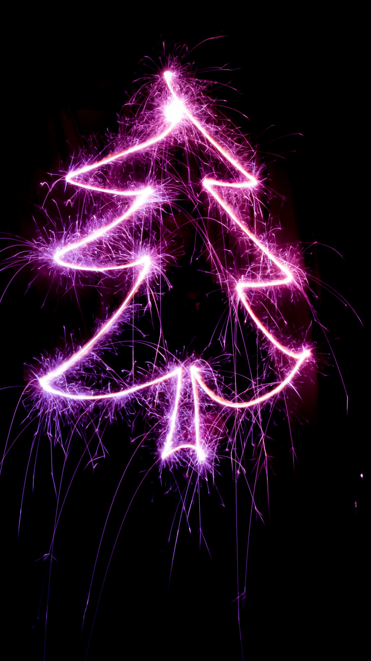 Le Jour De Noël, Arbre de Noël, Purple, Violette, Lumière. Wallpaper in 750x1334 Resolution