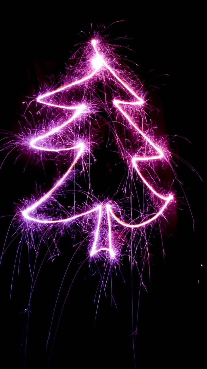圣诞节那天, 圣诞树, 紫色的, 紫罗兰色, 光 壁纸 720x1280 允许