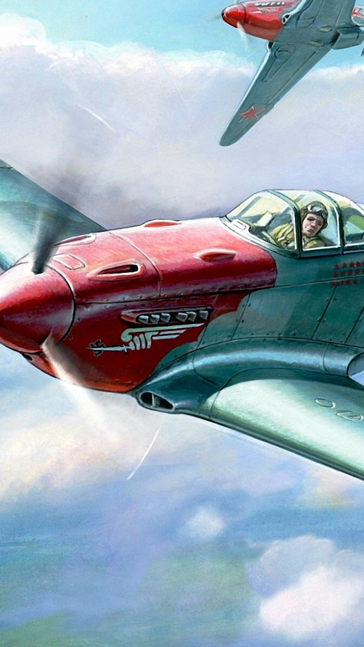 Avion à Réaction Rouge et Gris Dans Les Airs. Wallpaper in 750x1334 Resolution