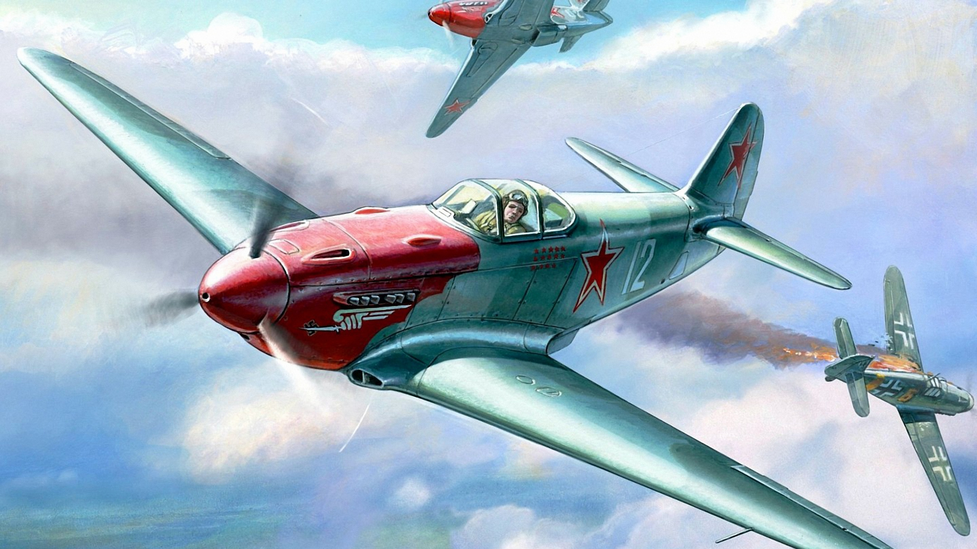 Red and Gray Jet Plane in Mid Air. Wallpaper in 1920x1080 Resolution