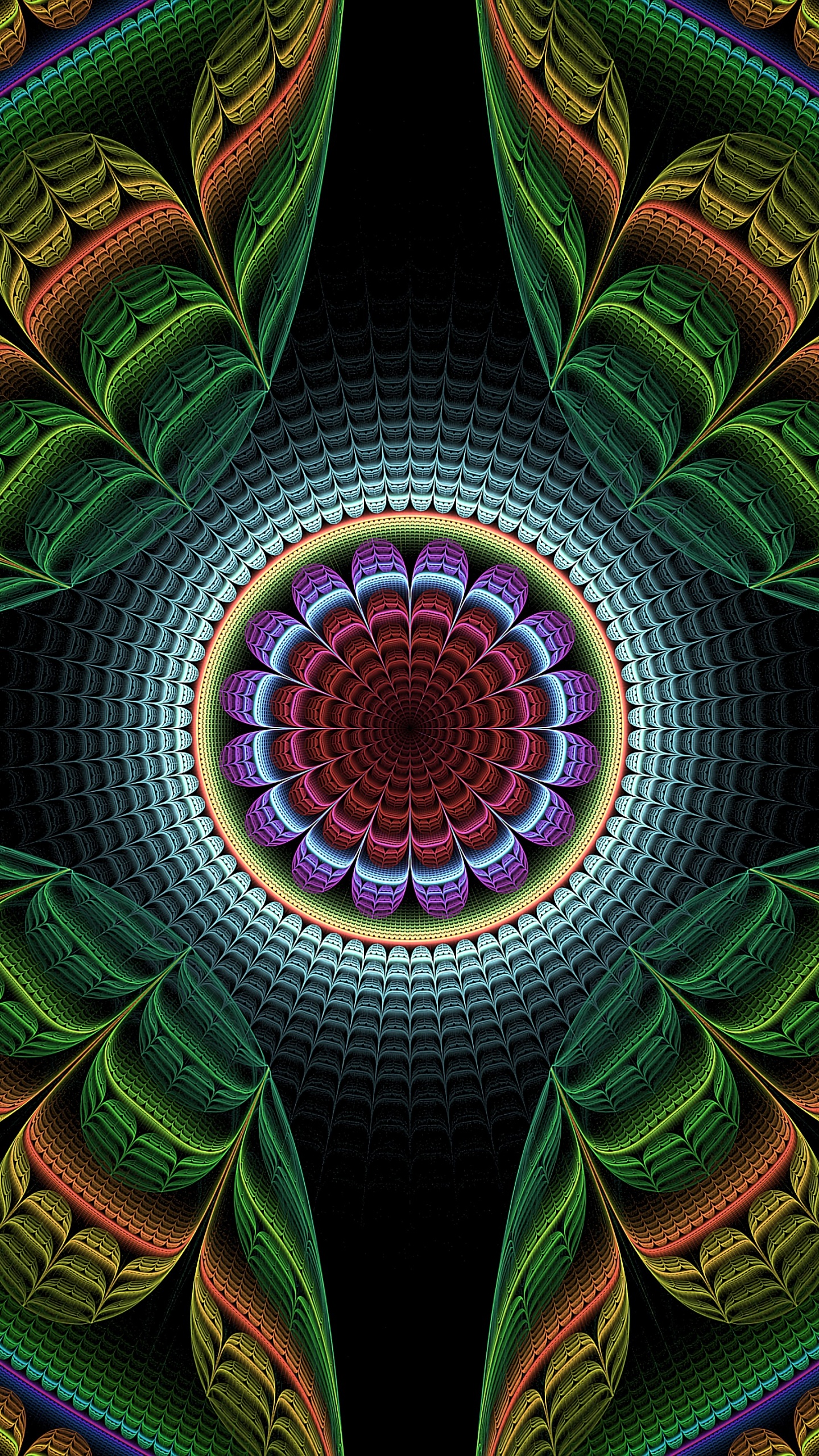 Plafond Rond Vert et Bleu. Wallpaper in 1440x2560 Resolution