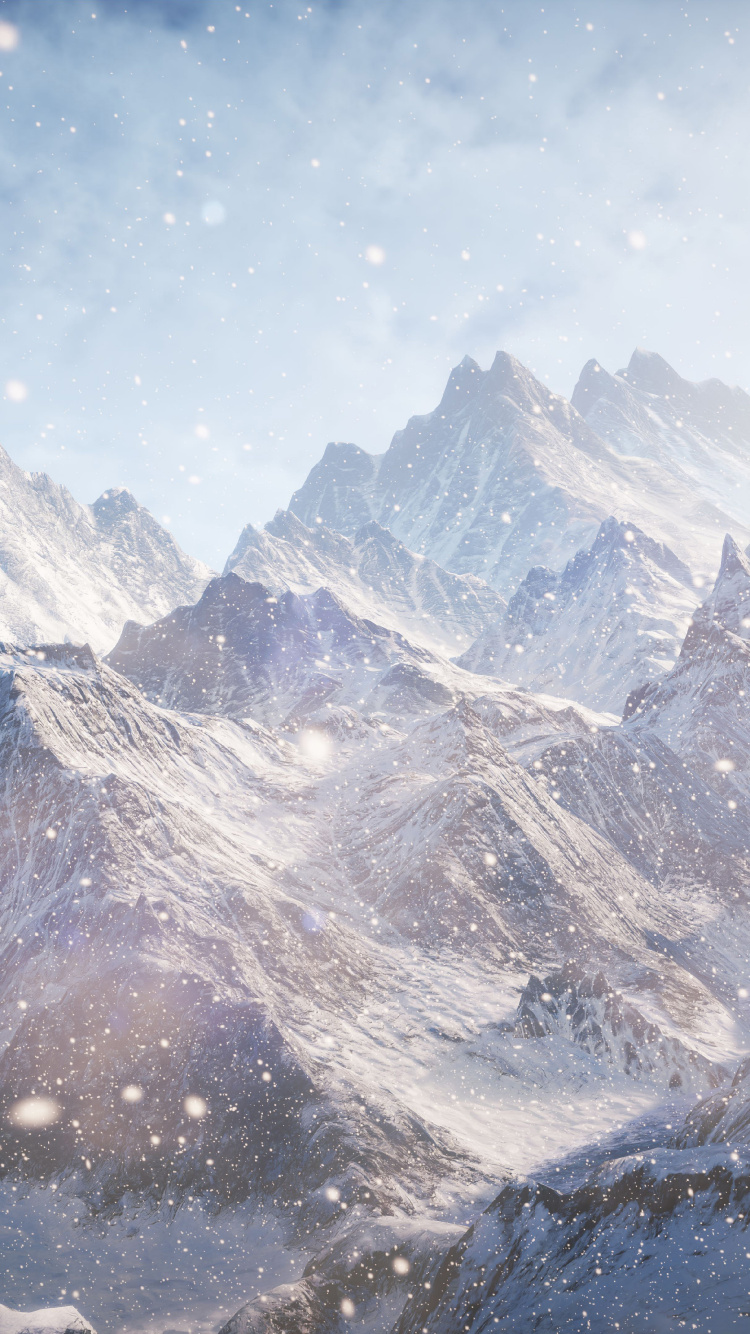 Montagnes Couvertes de Neige Sous Ciel Bleu Pendant la Journée. Wallpaper in 750x1334 Resolution