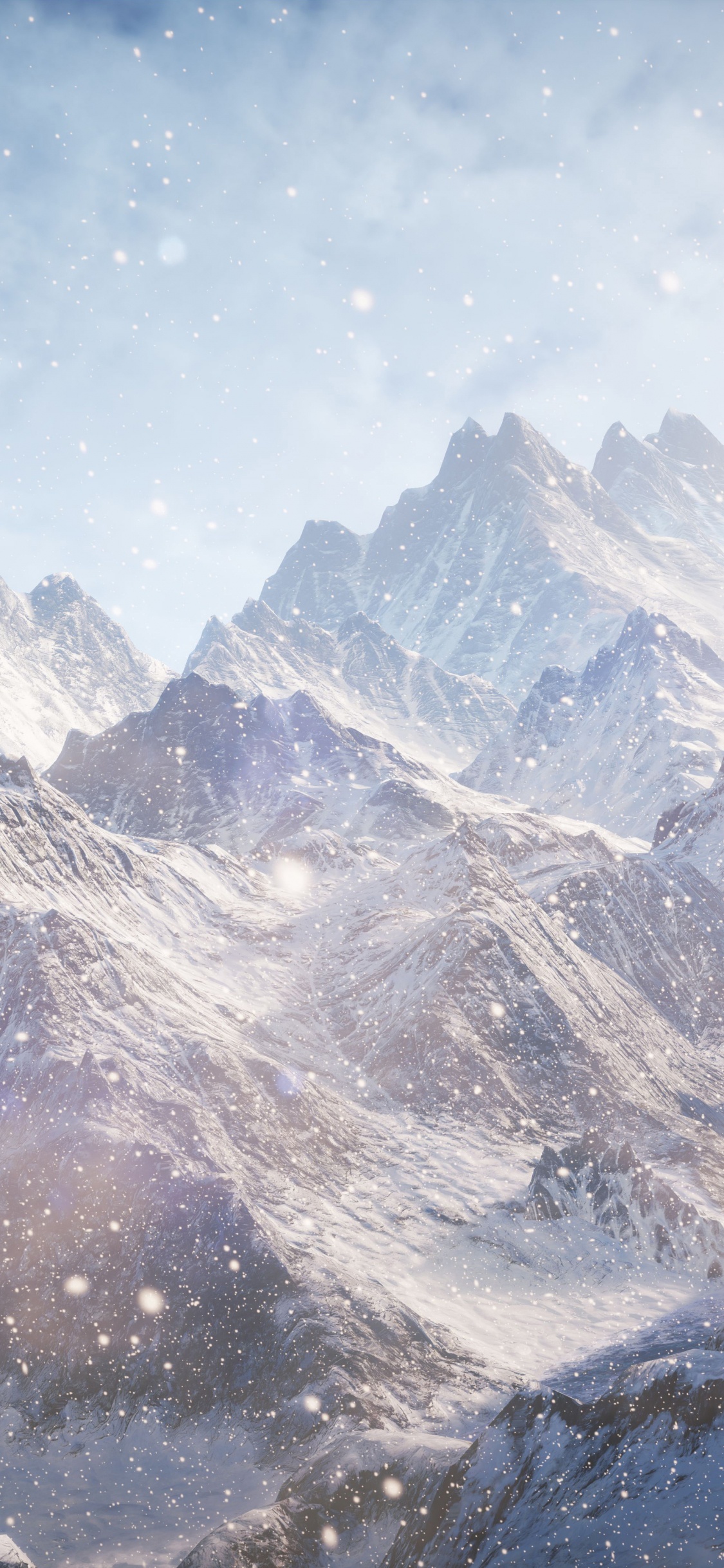 Snow Covered Mountains Under Blue Sky During Daytime. Wallpaper in 1125x2436 Resolution